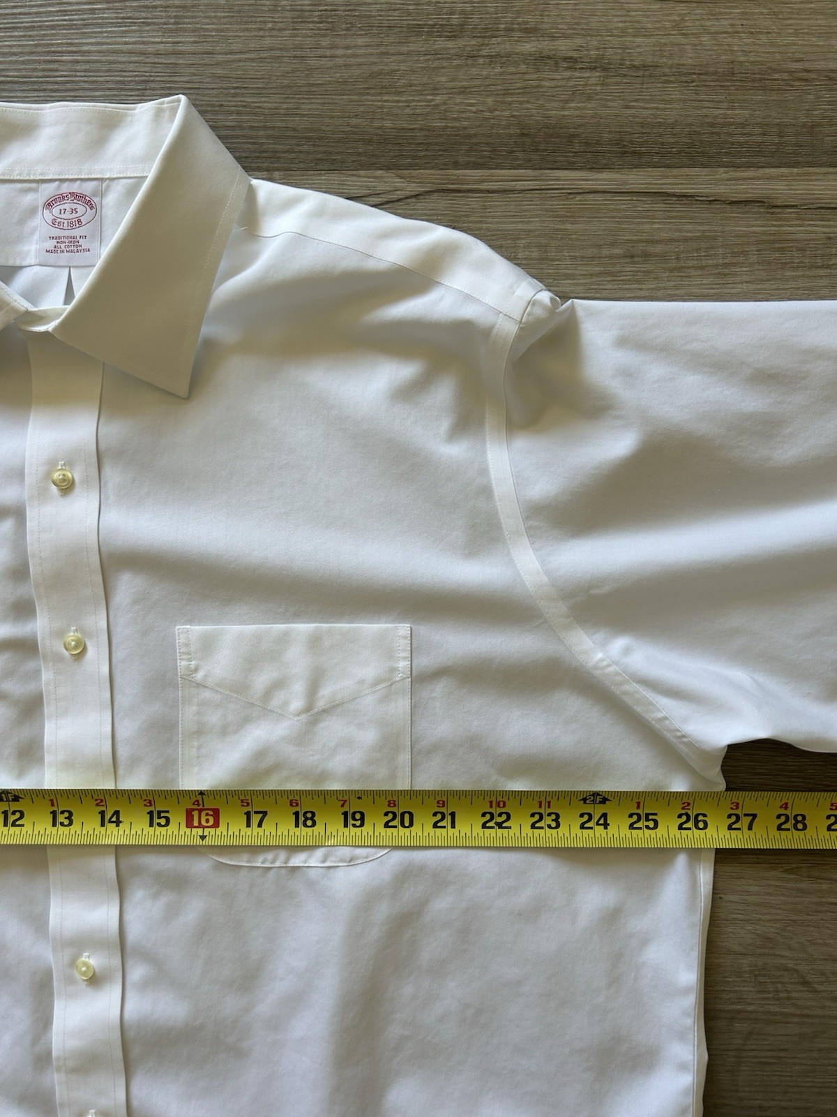 Brooks Brothers Traditional Fit Non-Iron White Dress Shirt French Cuff 17-35