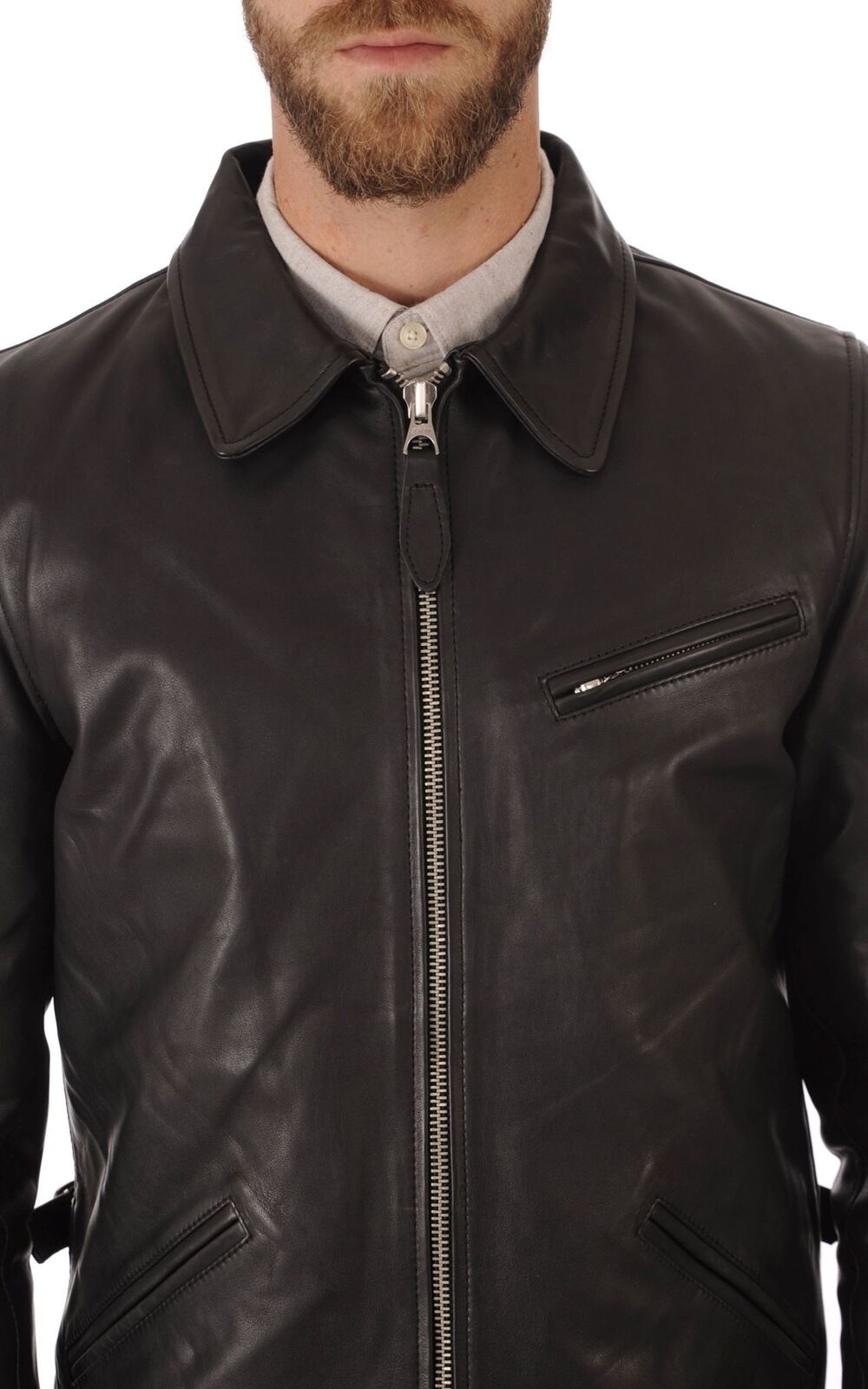 Mens 100% Real Leather Black Casual Jacket Soft Lambskin Napa Leather Biker Coat