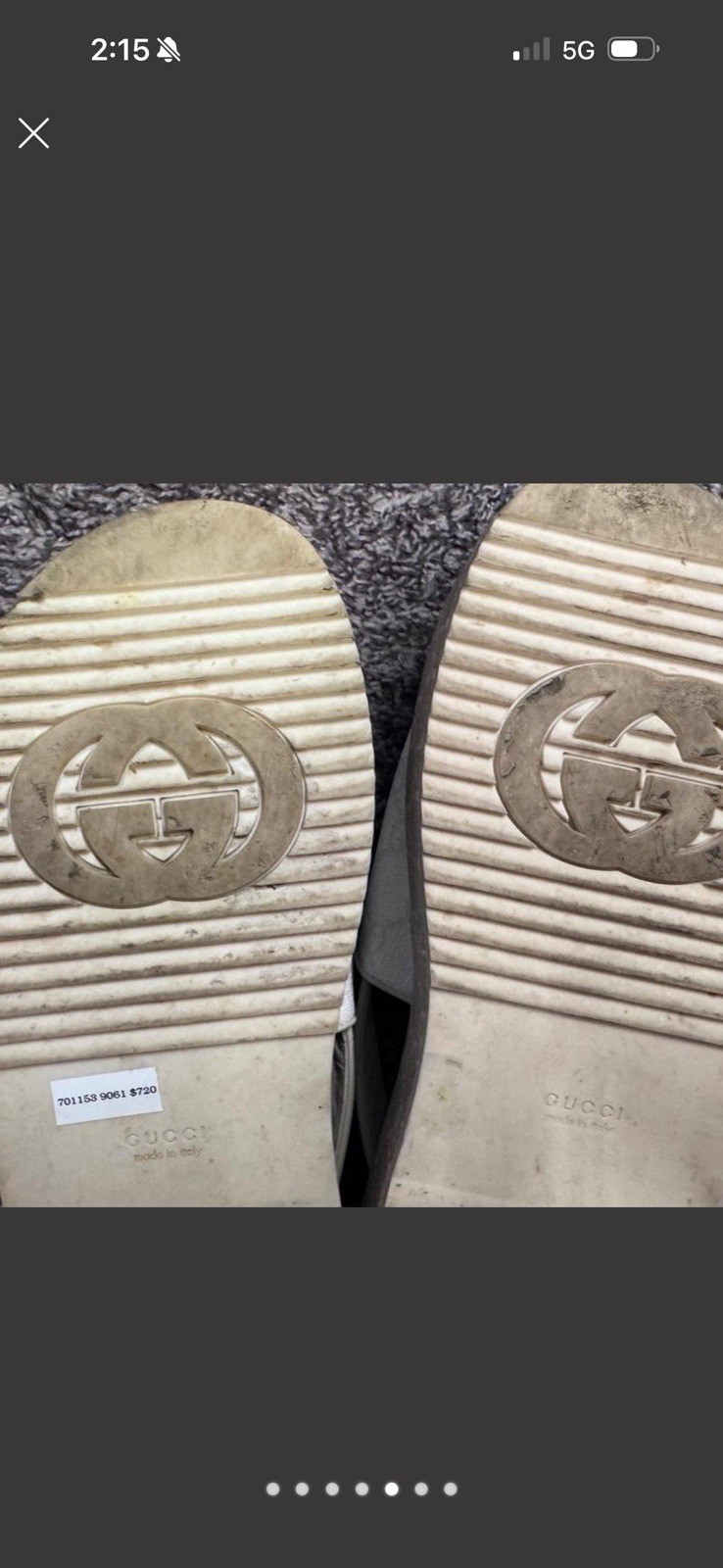 Gucci Womens Logo Platform Slingback Sandals Leather White/Beige Buckle 7