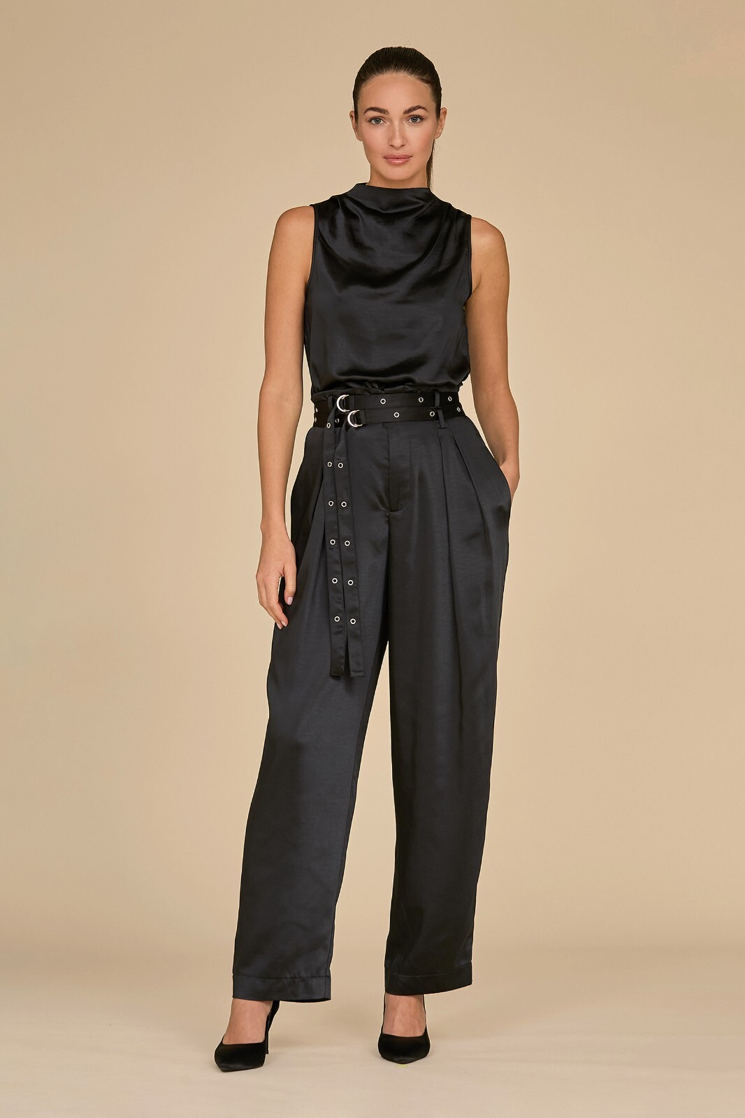 Kora Double Belted Satin Pant THE NOLI SHOP