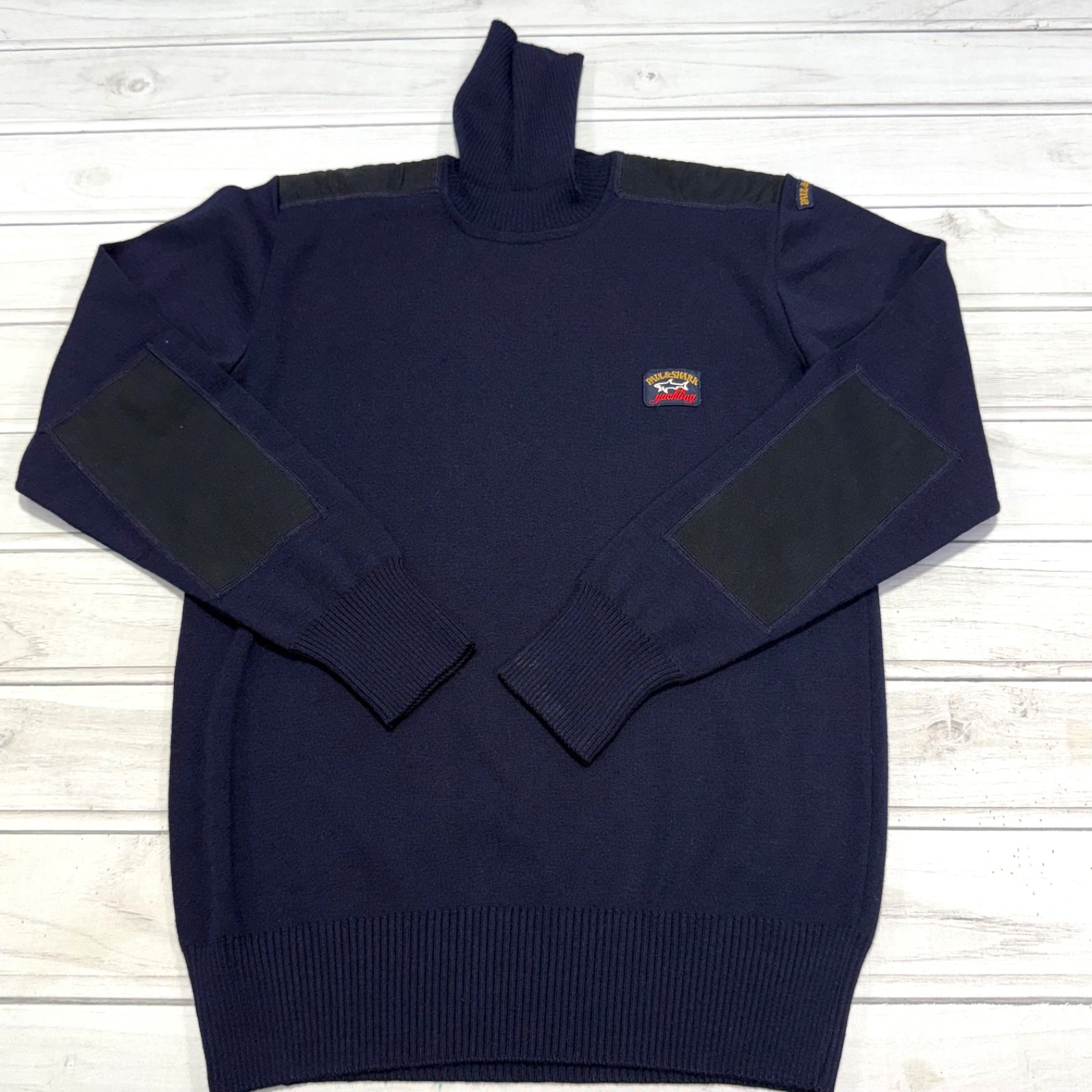Paul & Shark Yachting Sweater Mens Small Navy Blue Turtleneck Pullover Jumper
