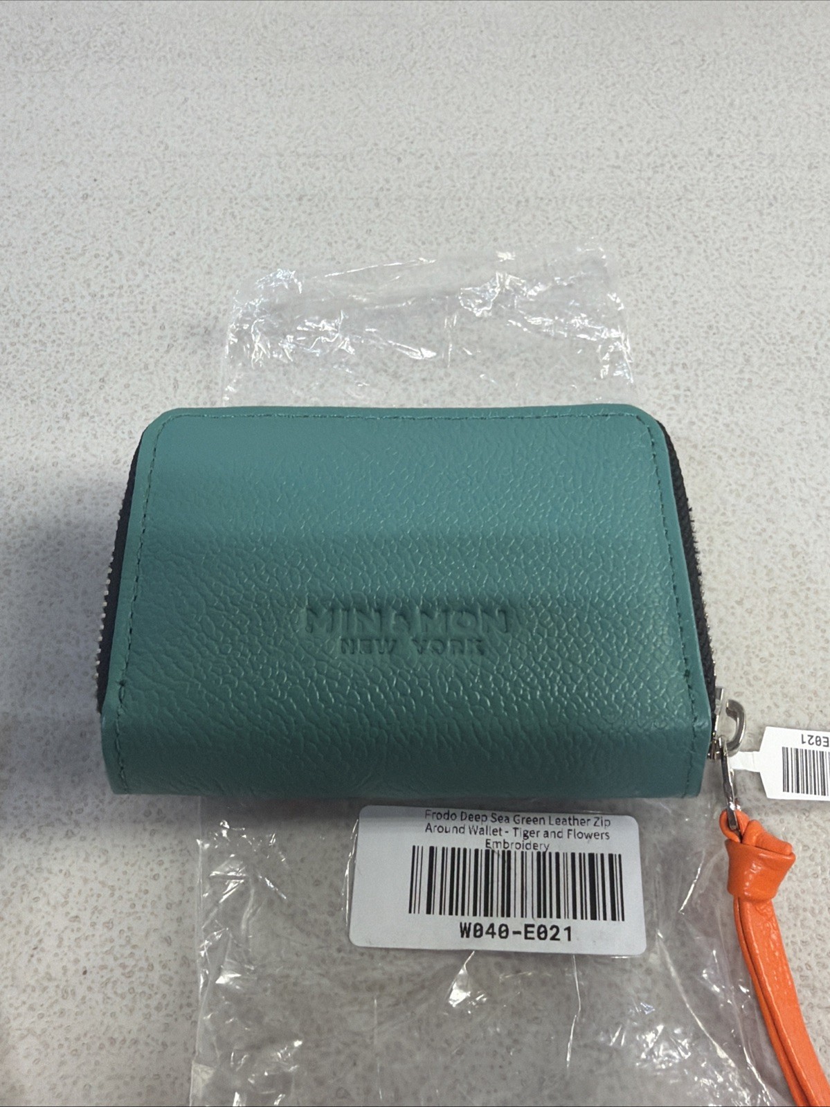 Min & Mon Frodo Basil Green Leathe Zip Around Wallet HAPPY TIGER