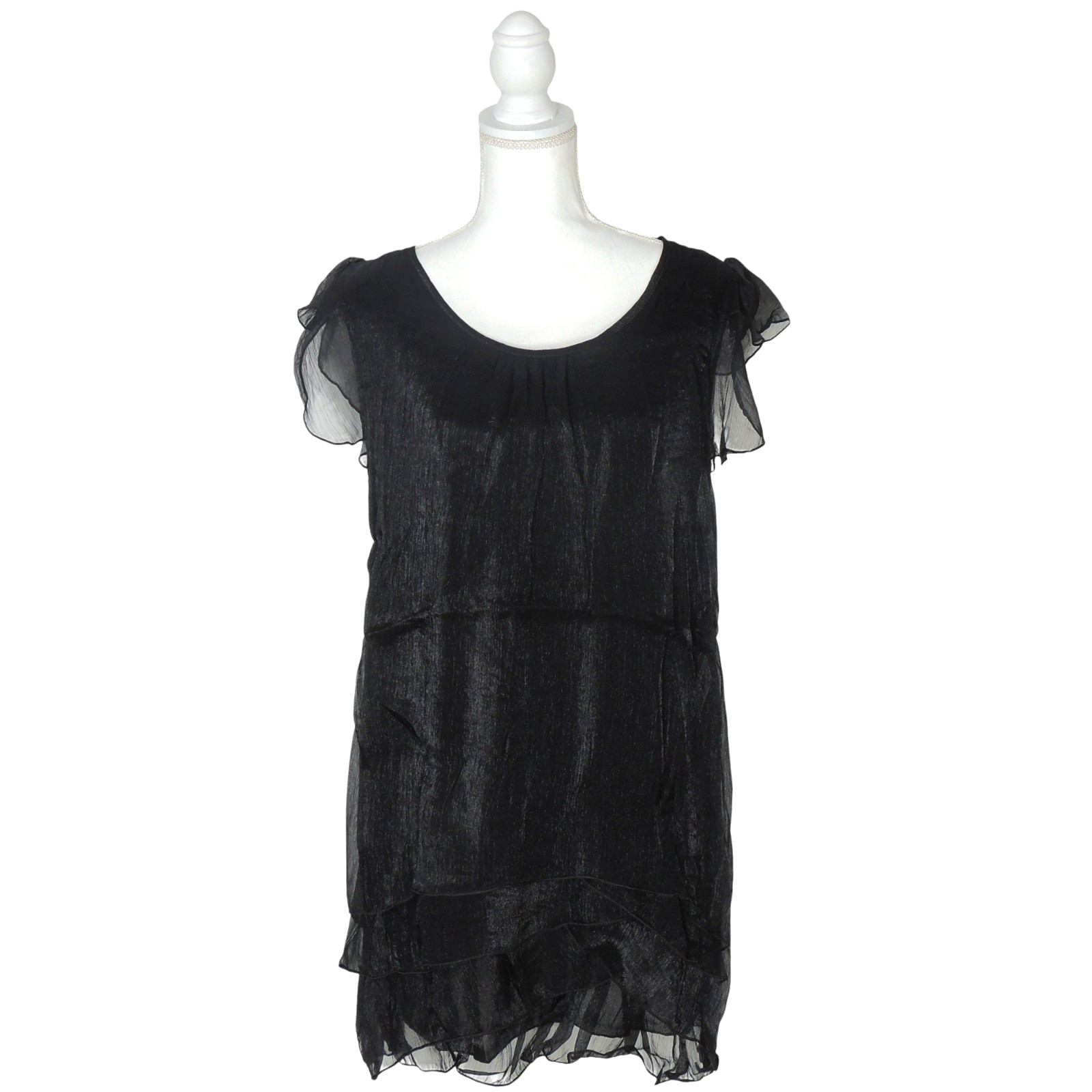 Pretty Angel Black Fairy Whimsical Shimmer Sheer Lined Tunic Top 11090 Large