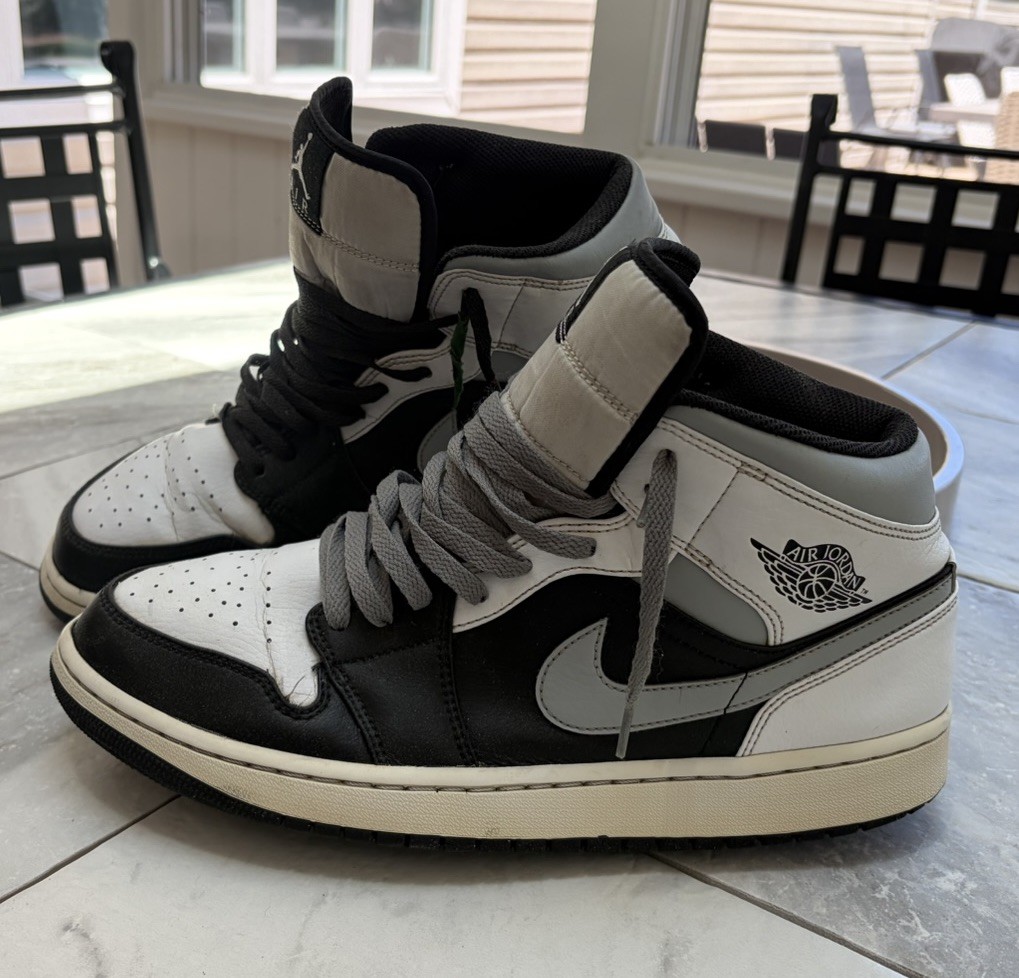 Jordan Air Jordan 1 Mid Smoke Grey Black & White Size 12 U.S. Eur 46 Read Desc.