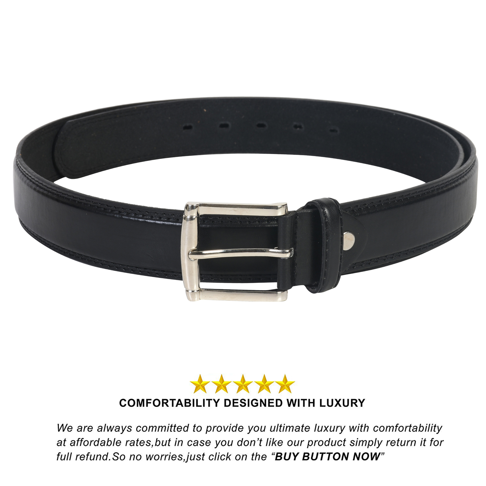 Leatherboss Genuine Leather Men’s Stylish Casual Size 60 Jeans Belts, Black