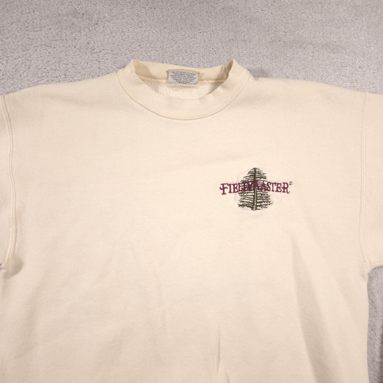 Fieldmaster Sweatshirt Mens Large Beige Pullover Fleece Crewneck Made USA 90s