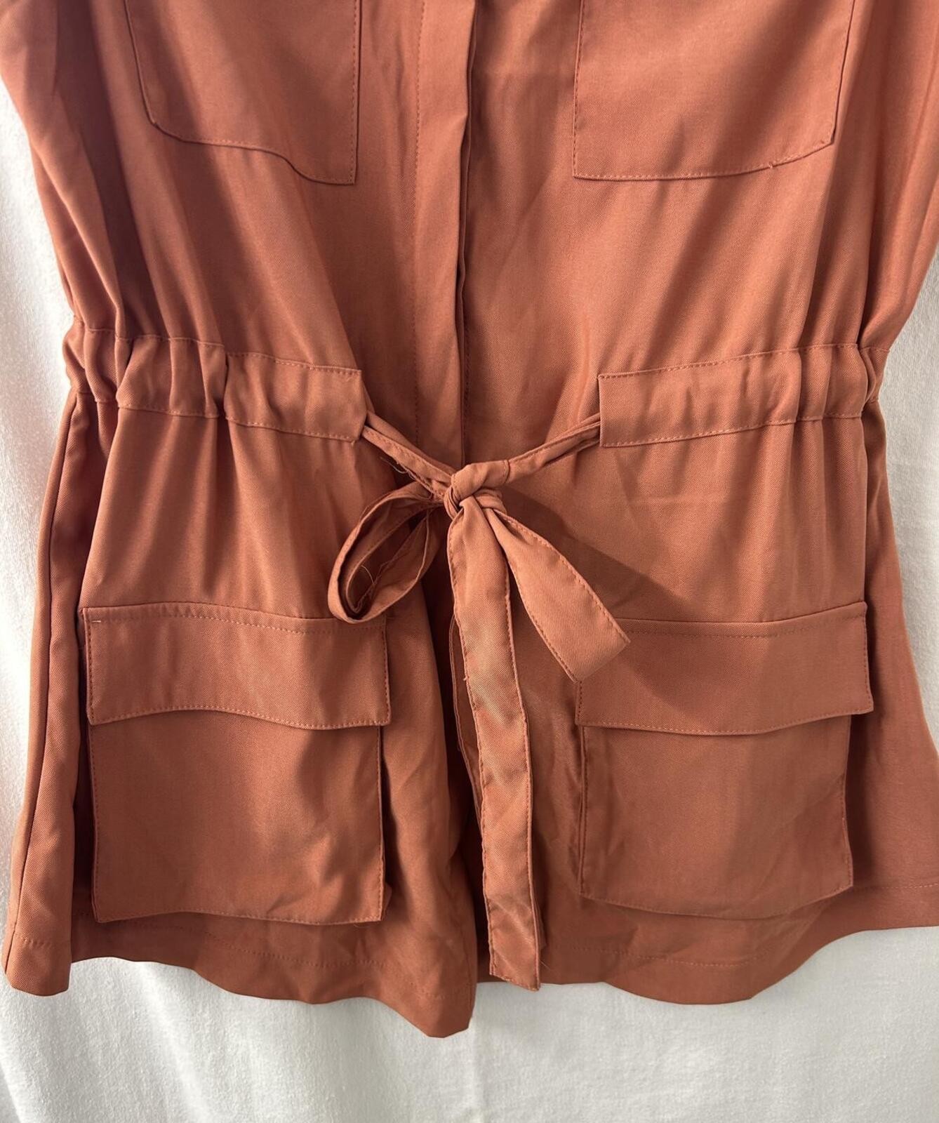Ninexis NWT Safari Utility Top Rust Sleeveless Tie Waist Size L
