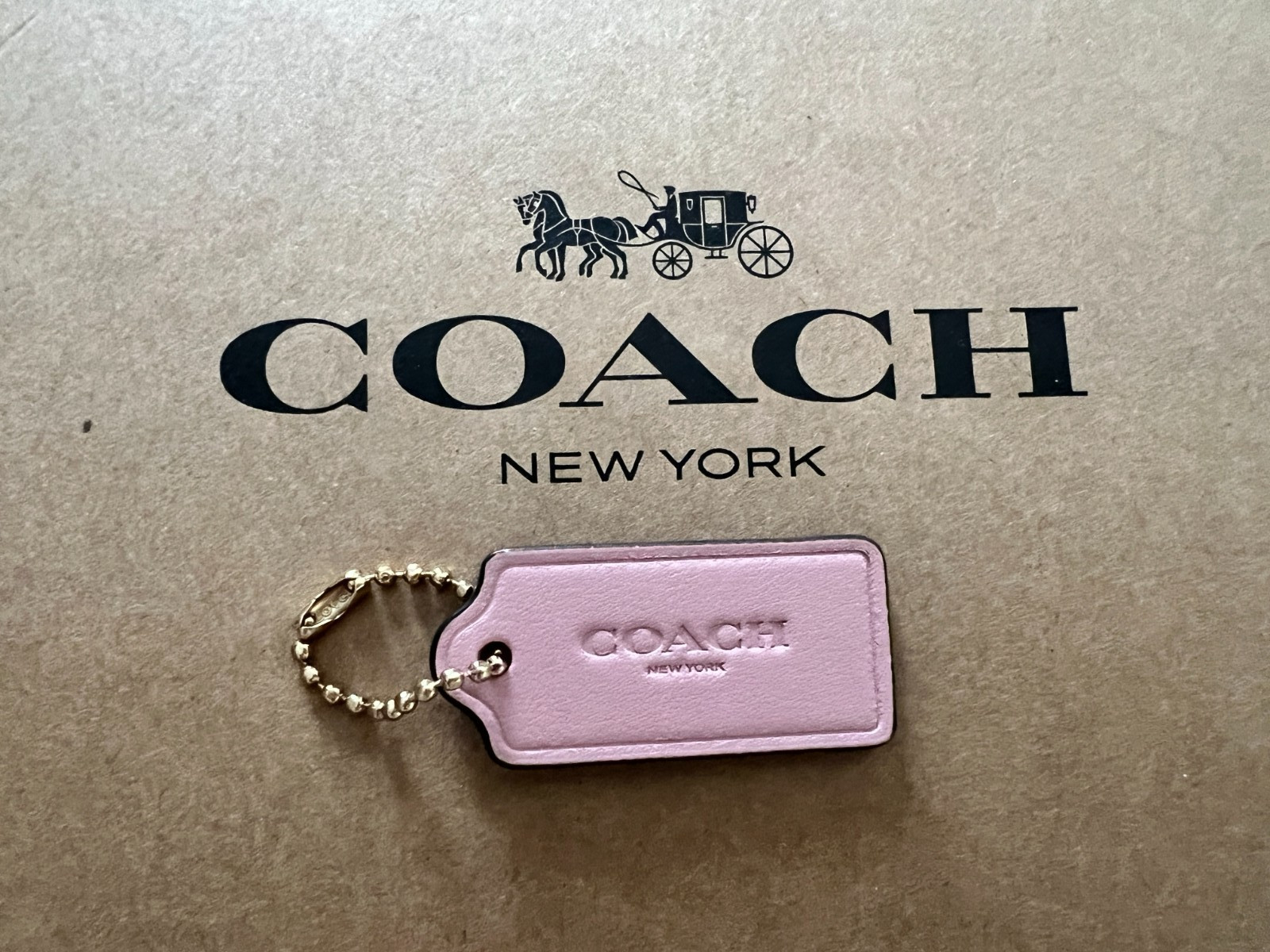 COACH Logo New York Hang Tag Charm Purse w Chain Smooth Leather 1.75” x 0.75″