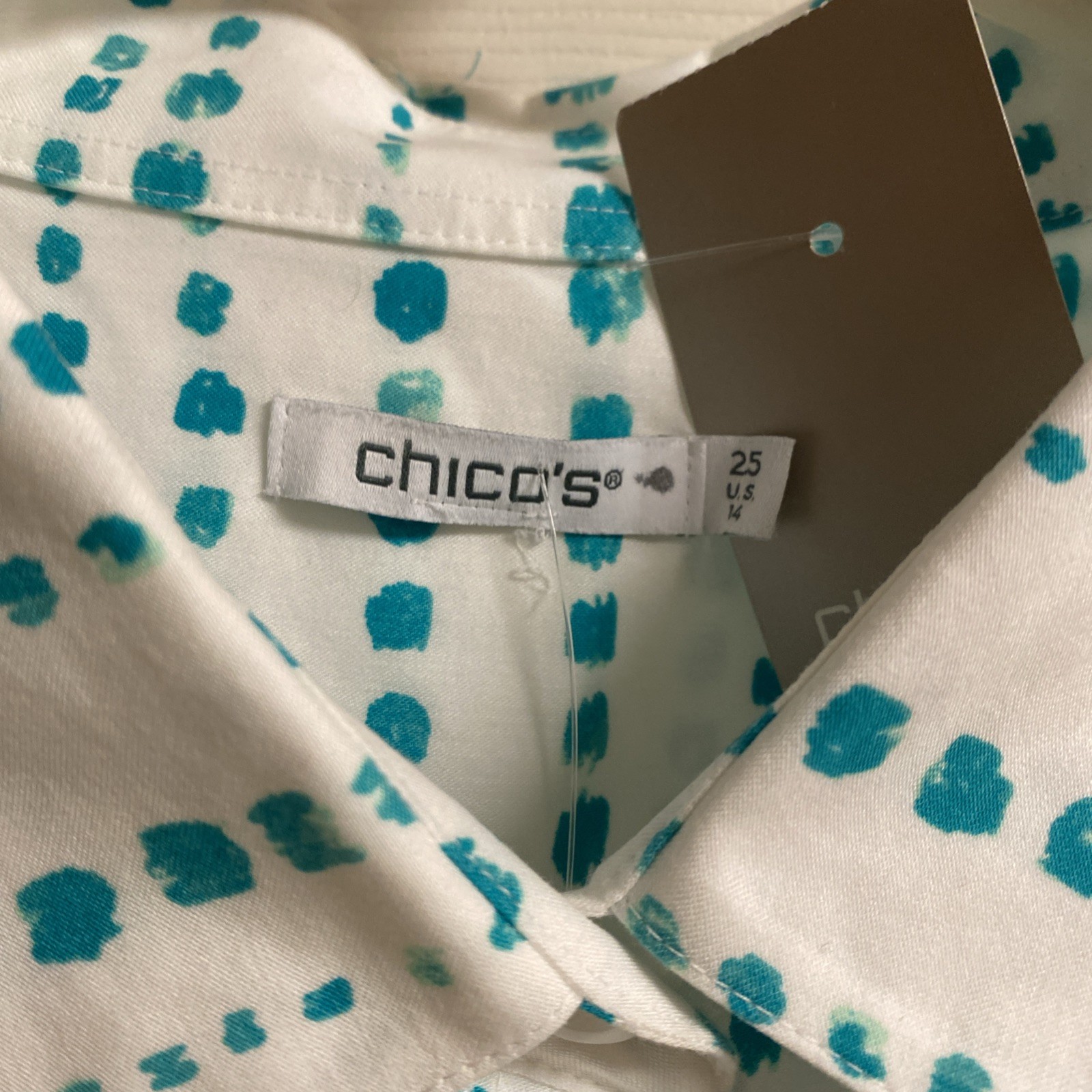 Chicos 2.5 No Iron™ Sateen Bubble Print Shirt Sea spray