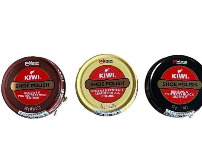 KIWI Shoe Polish – Lot of 3 – Black Brown & Neutral – 1 1/8 oz Cans – NEW