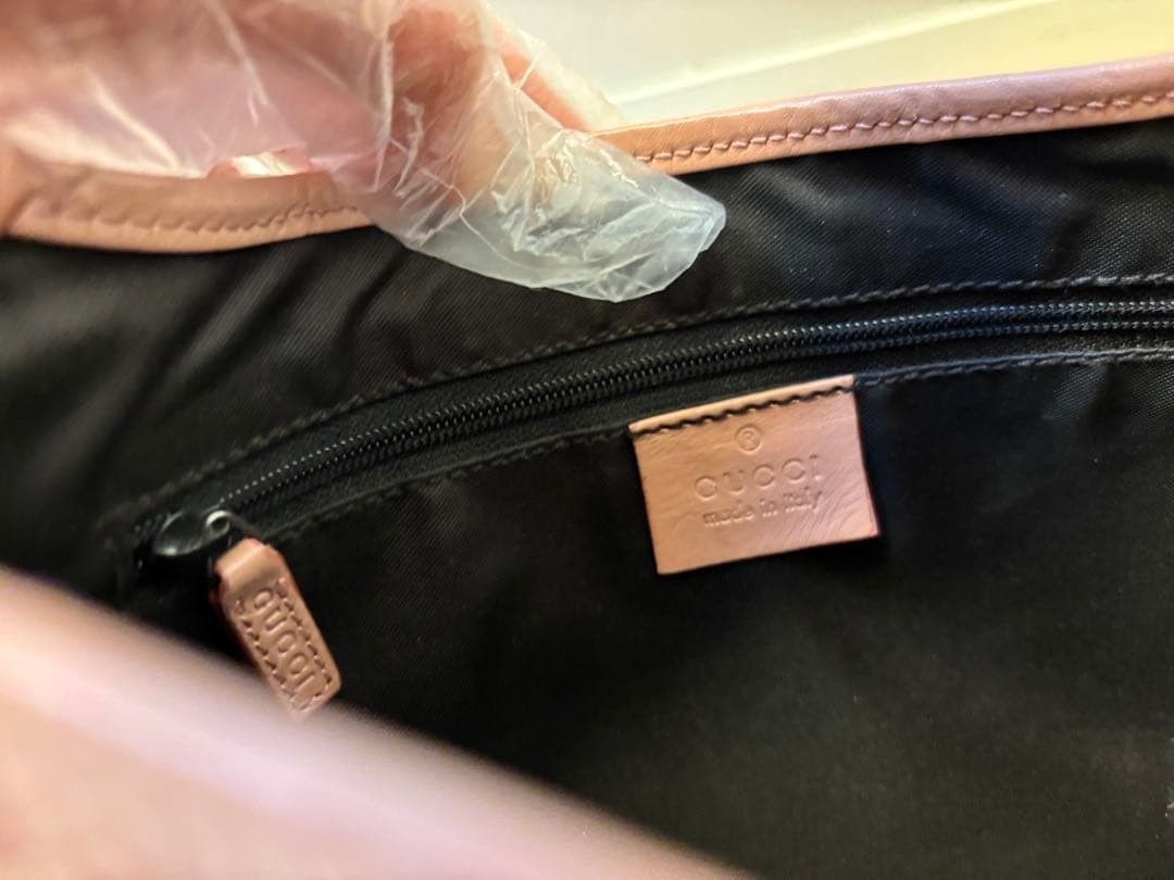 Gucci Pink GG pattern Canvas Leather Shoulder Bag Jackie 0013735 Used from Japan