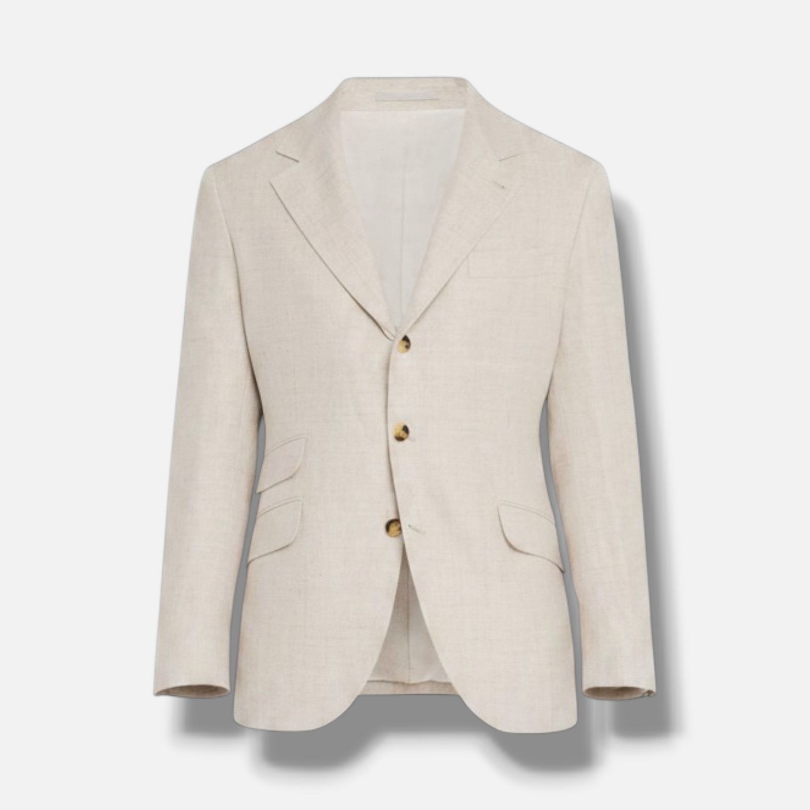 Brunello Cucinelli Men’s Beige Linen Two-Button Cavallo Suit Jacket Size 52