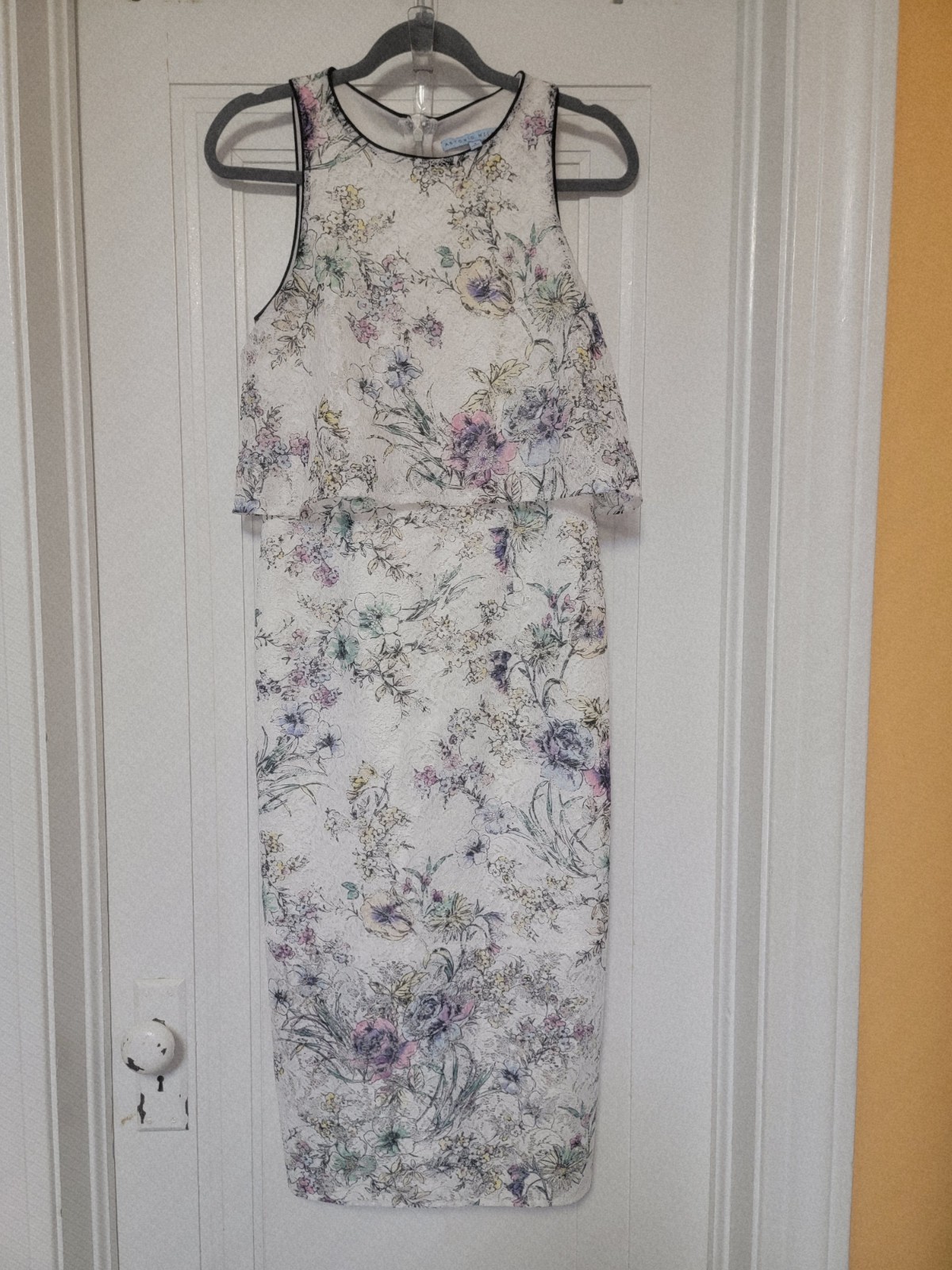 Antonio Melani Darla Lace Popover Dress Sleeveless Midi Zip Lined 4 Party
