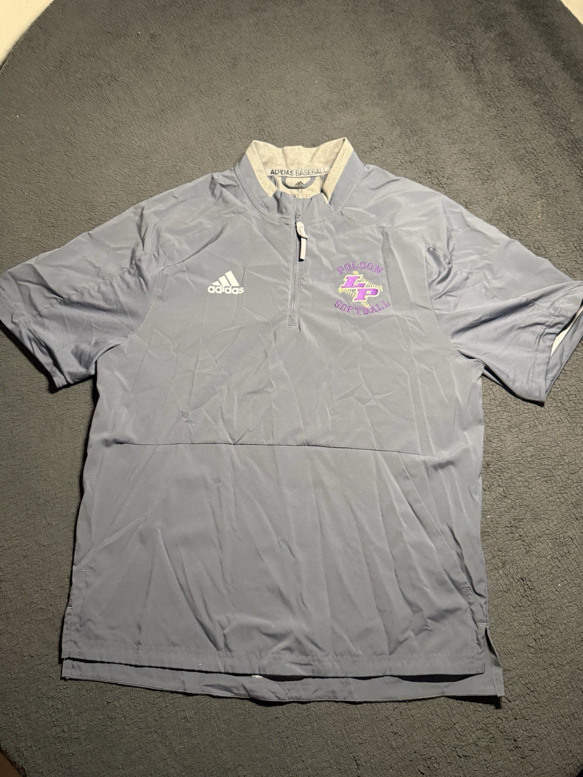 Adidas Baseball 1/4 Zip Mens Medium Embroidered Softball Pull Over Breathable