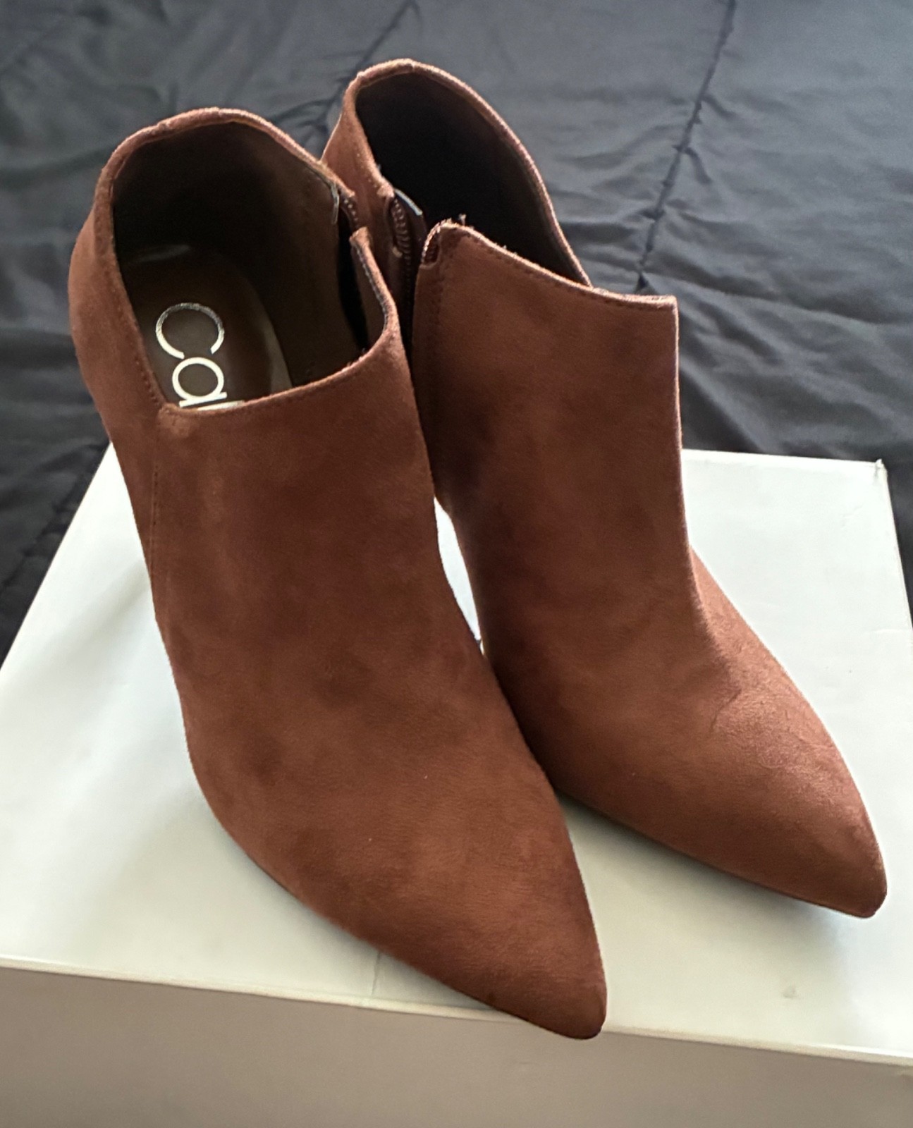 HOT! Calvin Klein Med Brown “Desert Flair” Hessica Stiletto Heel Boots Size 9.5