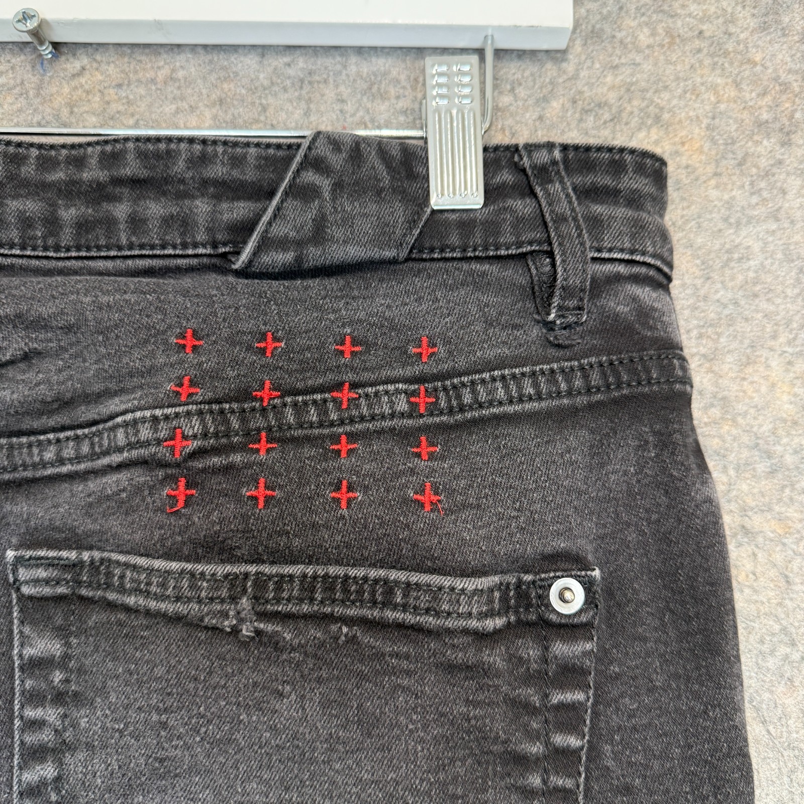 Ksubi Van Winkle Skinny Jeans Mens 34 34×30 Cross Embroidery Button Fly Rocker