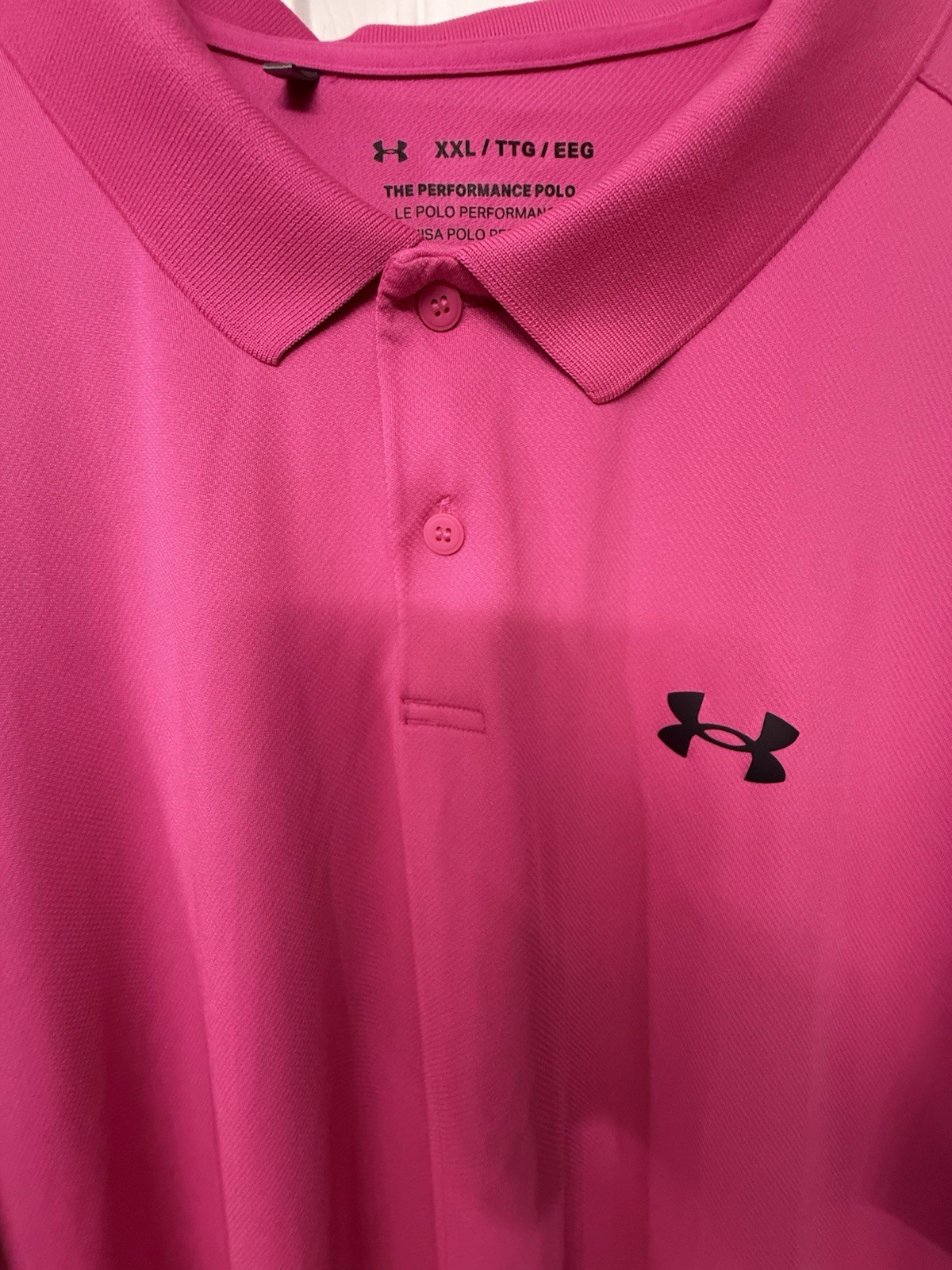 Under Armour Mens Pink Performance Polo Shirt XXL Short Sleeve Loose Fit