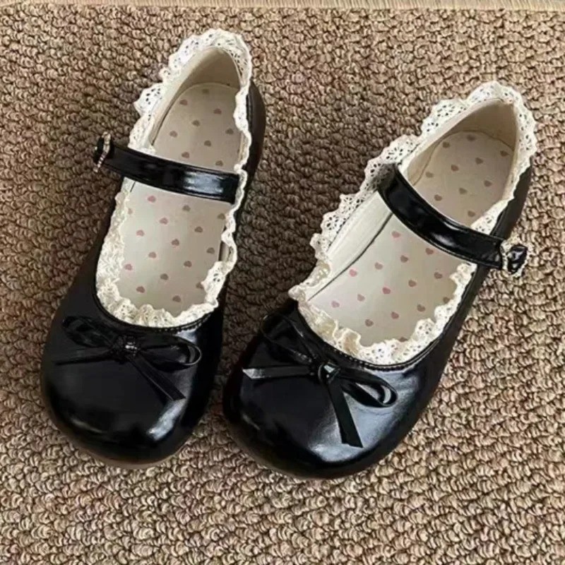 Women Round Toe Flat Shoes Butterfly Knot Buckle Soft Sole Non Slip Casual Shoes