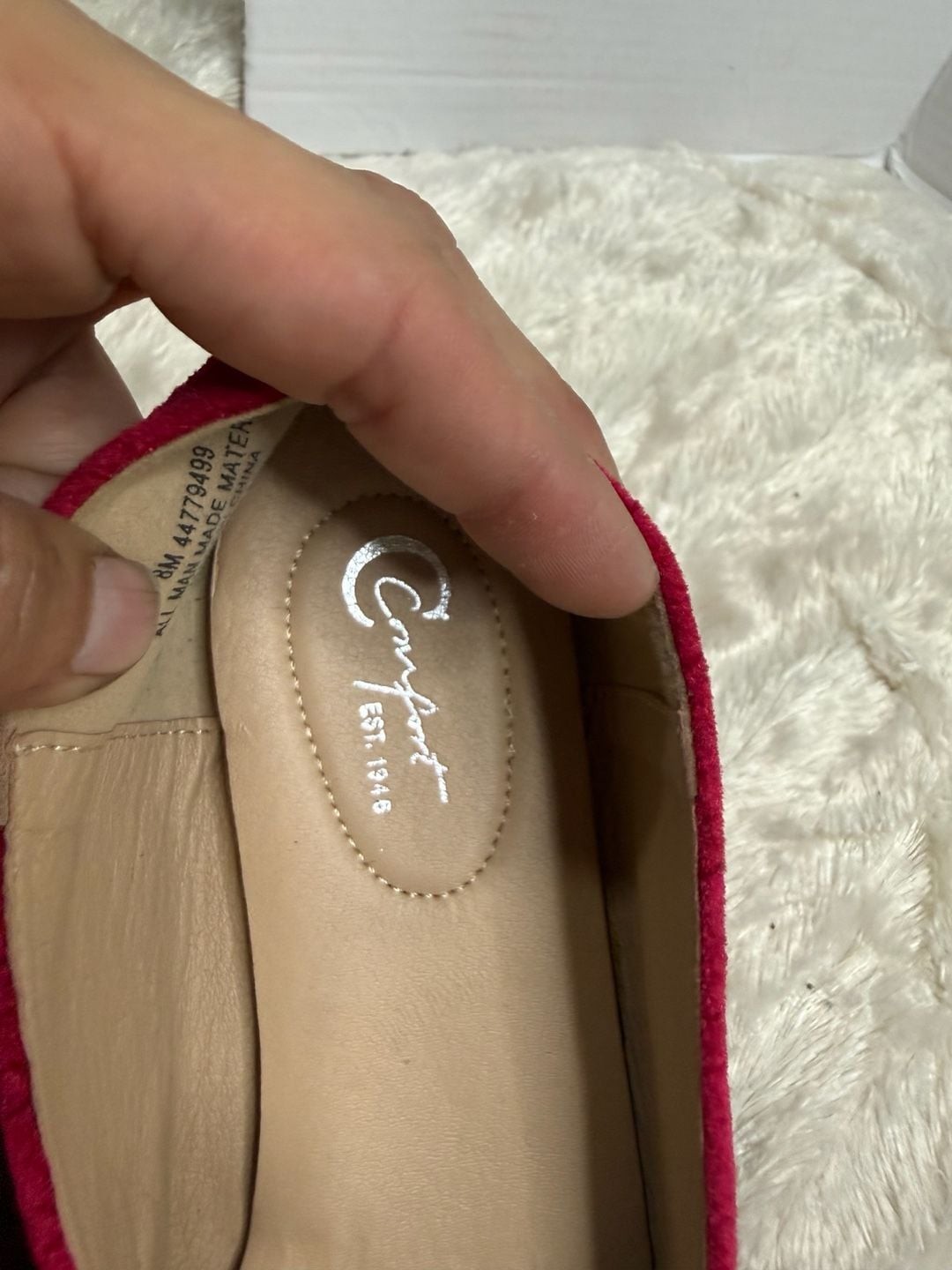Comfort Est. 1946 Red Velvet Pointed Toe Flats with Rhinestone Strap