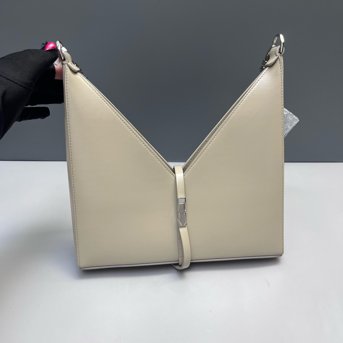 Authentic Givenchy Cut-out Cowhide Leather Crossbody Khaki Silver-Tone eBay AG