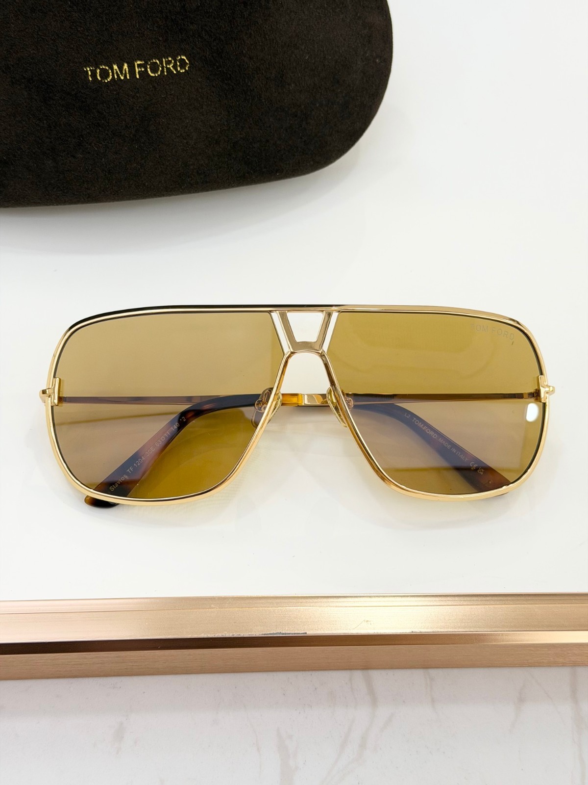 Tom Ford TF1204 Sunglasses Gold Frame Yellow Lens Size 63□11-140