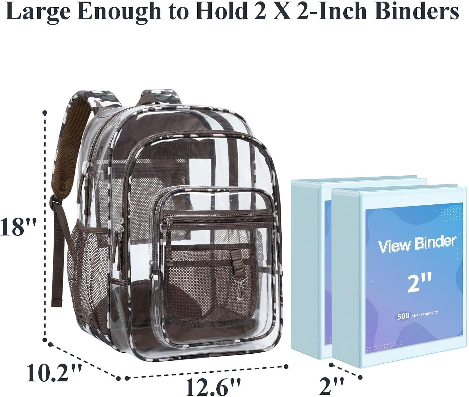 PACKISM Clear Backpack for School – 18 Inch Extra Large Heavy Duty Clear Bookbag