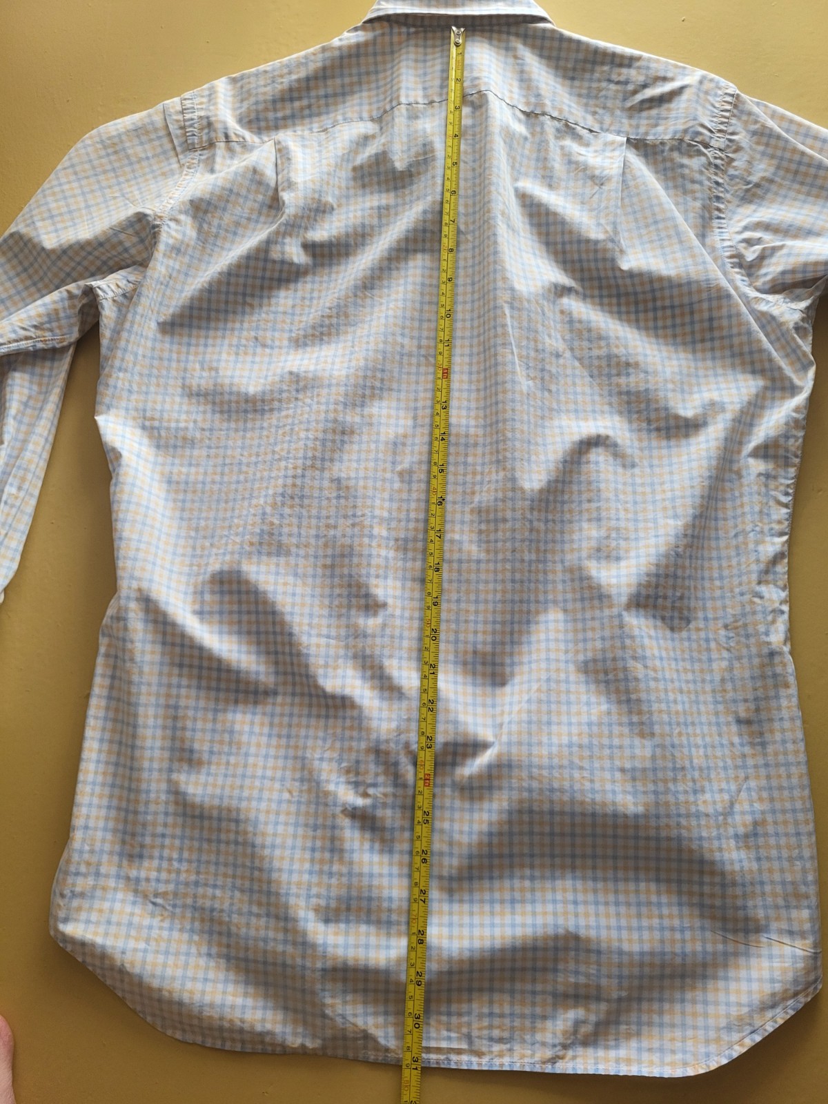 Corporate Image Men’s Plaid Button-Up Shirt Blue Yellow White Tailored Tom Jones
