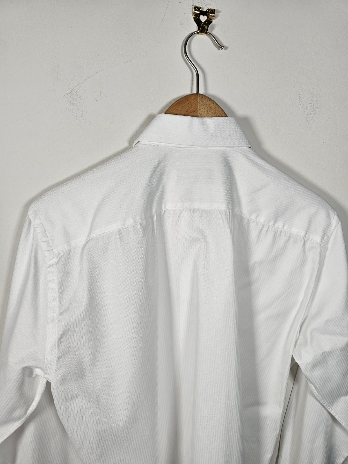 Canali White Dress Shirt 16/41 Double Cuff Herringbone Formal Regular *MINT*