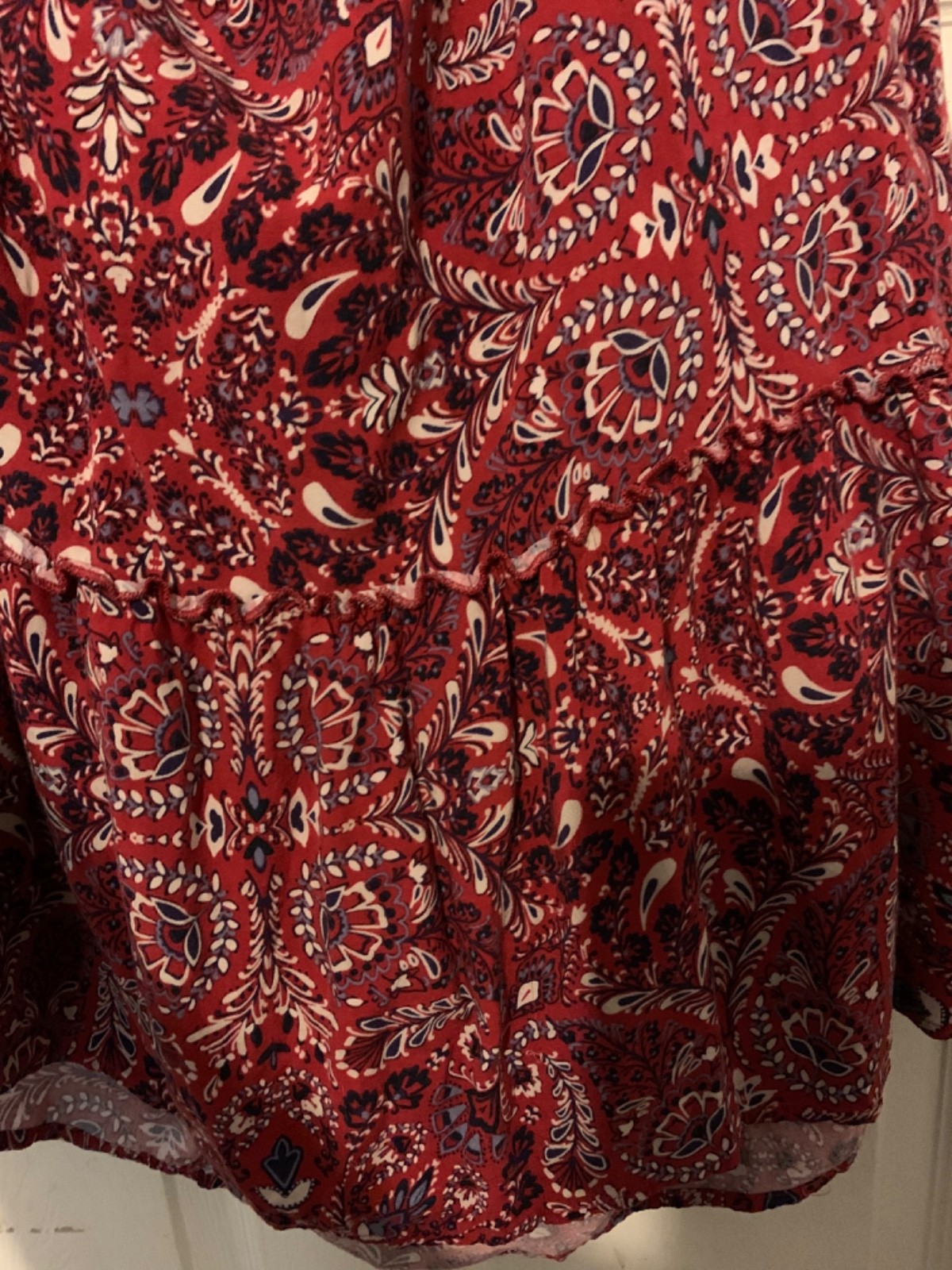 Knox Rose Womens XXL Sundress Red Paisley Summer Spaghetti Straps