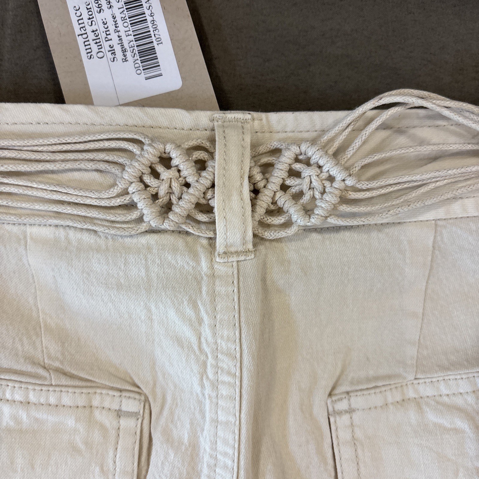 Sundance Embroidered Shorts 6 Boho Button Fly Wildflowers Braid Belt $98 NWT