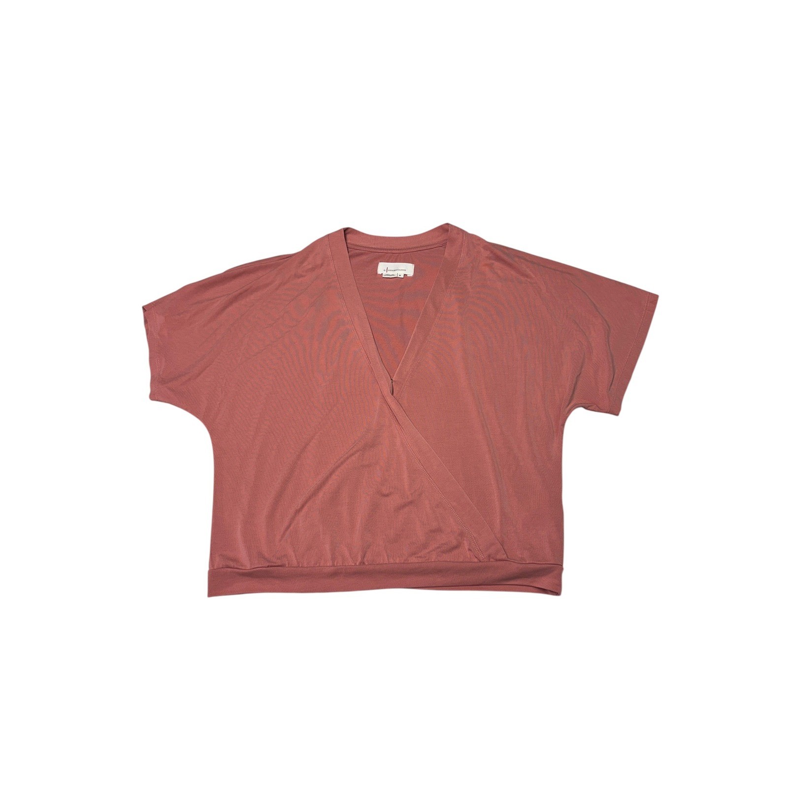 Anthropologie Surplice V-Neck Top Mauve Pink Modal Blend Short Sleeve Womens M