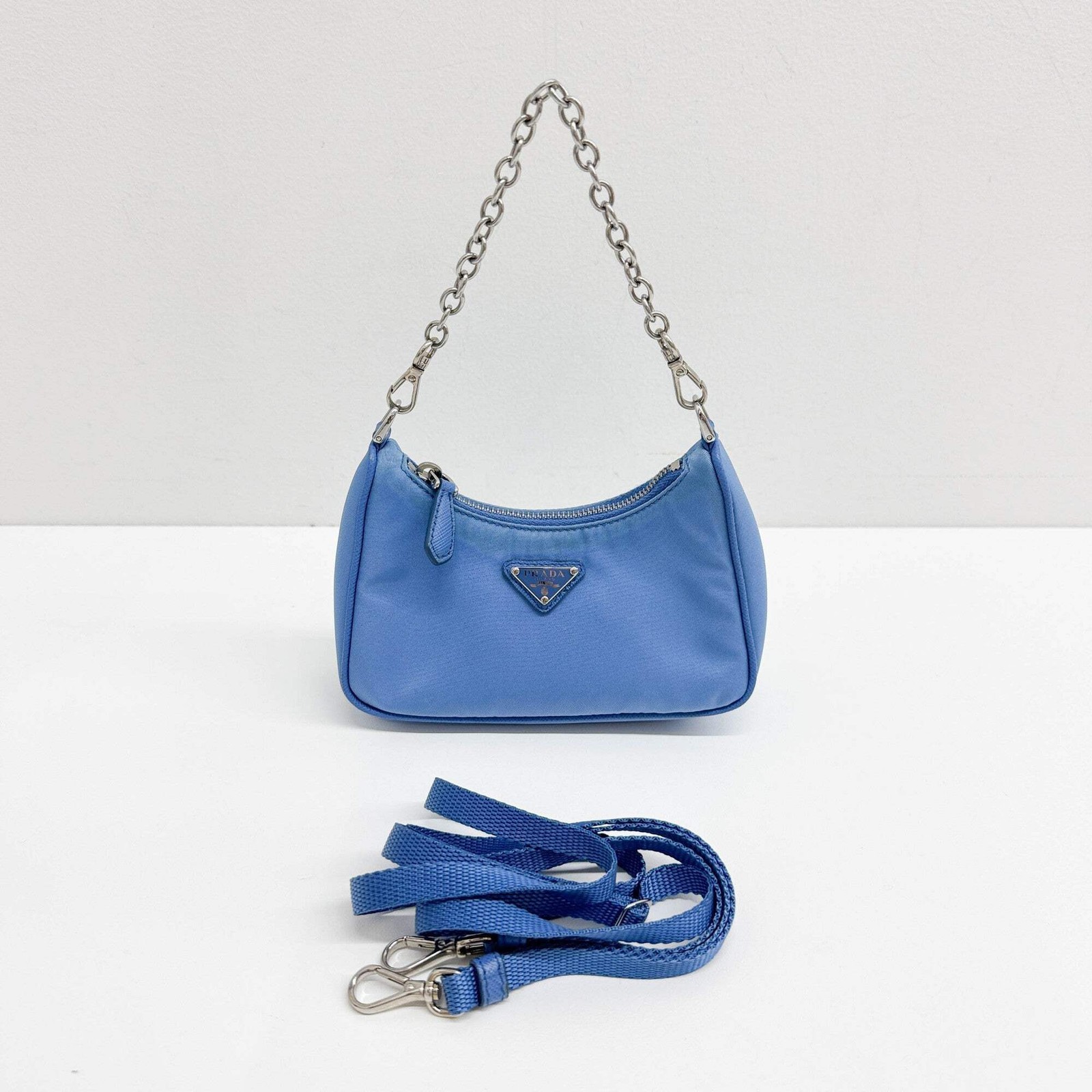 PRADA Mini Re-Edition 2005 Re-Nylon Blue Nylon Hand Bag