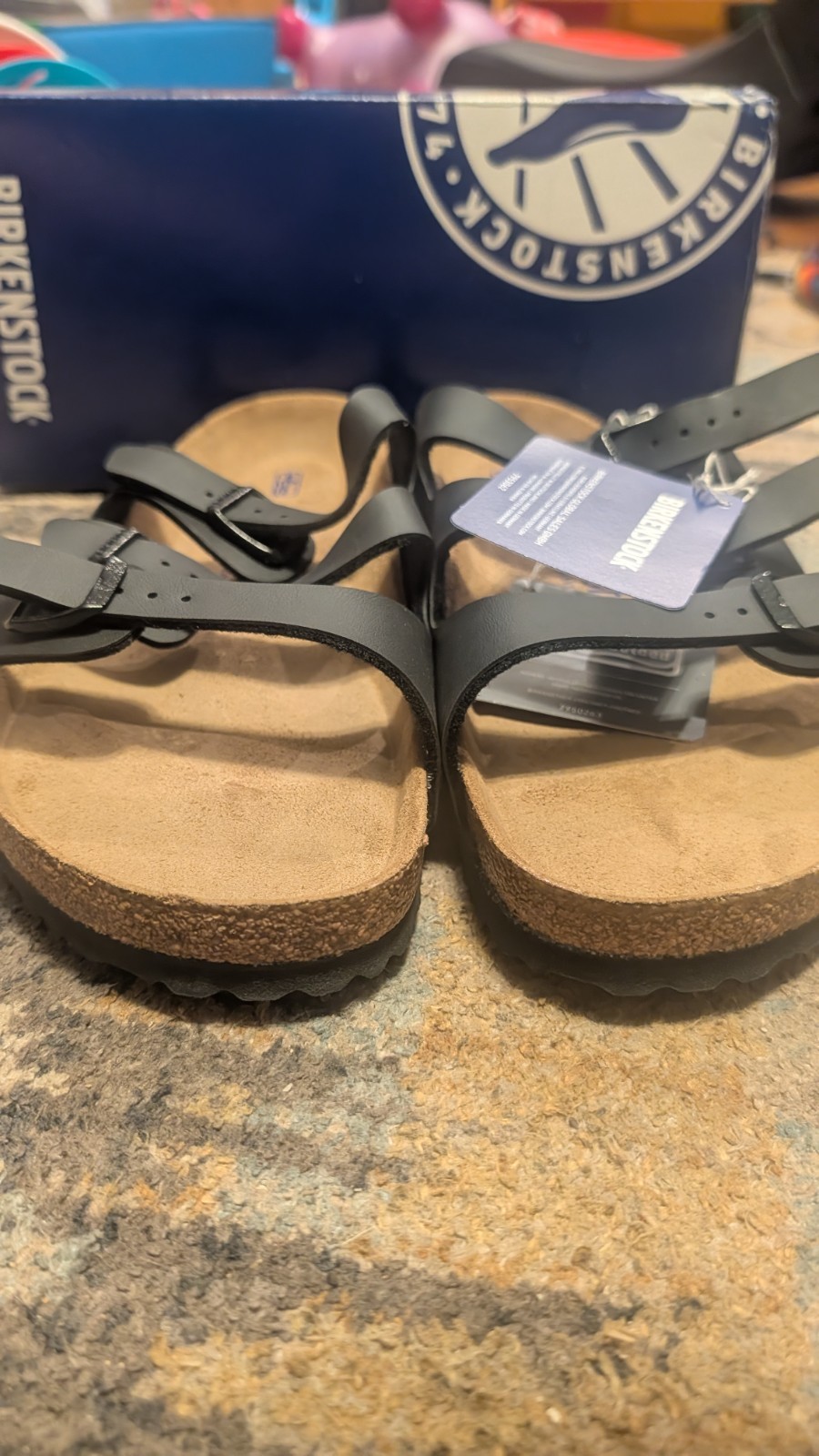 Birkenstock Florida Black Leather Slide Sandals Soft Footbed US 10M/11W Size 43