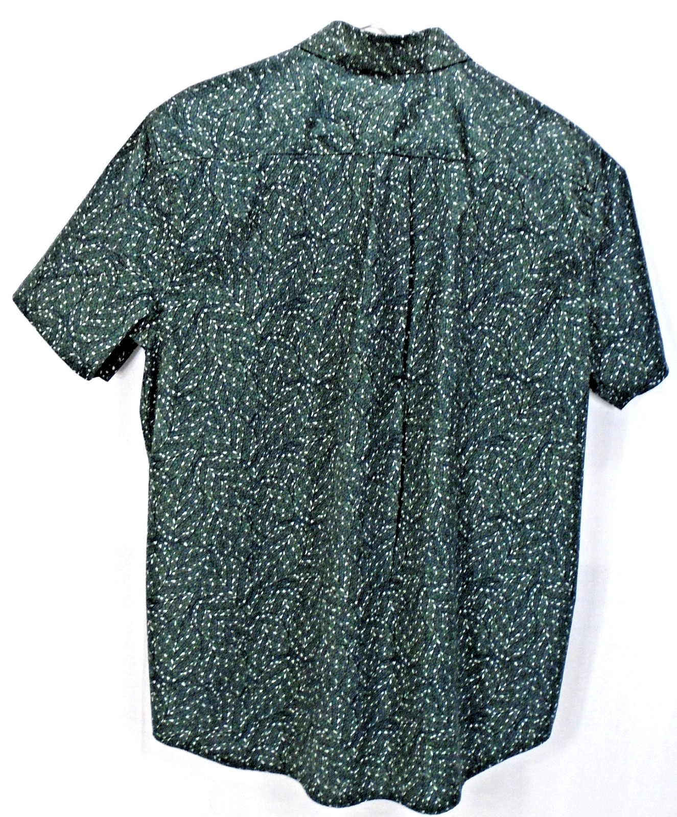 Sonoma Green Leaf Mini Print Abstract Button Front Cotton Blend Shirt LG