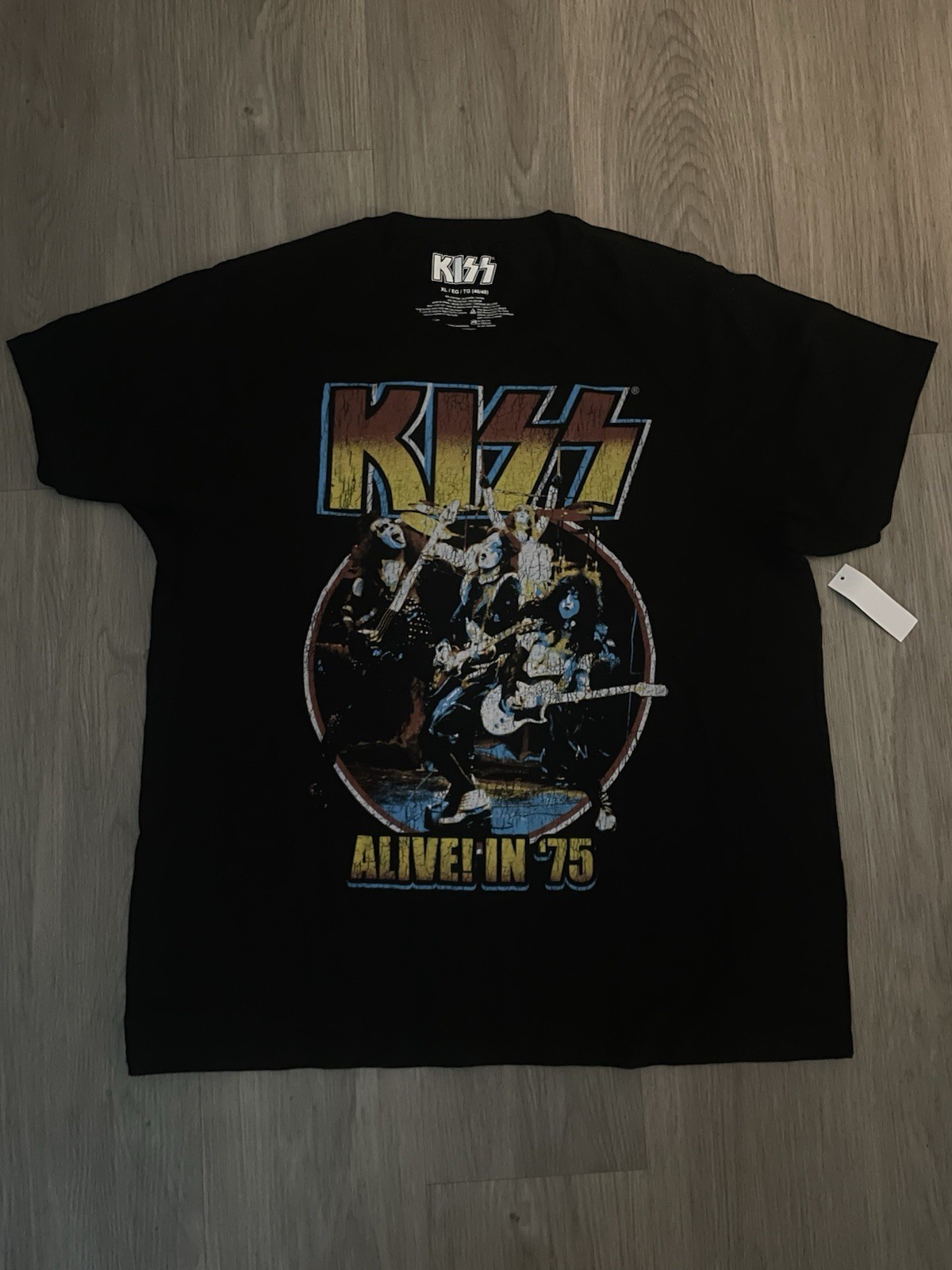 NWT Kiss Mens T-Shirt Black Alive In 75 Concert Tour Graphic Band Tee * SIZE XL