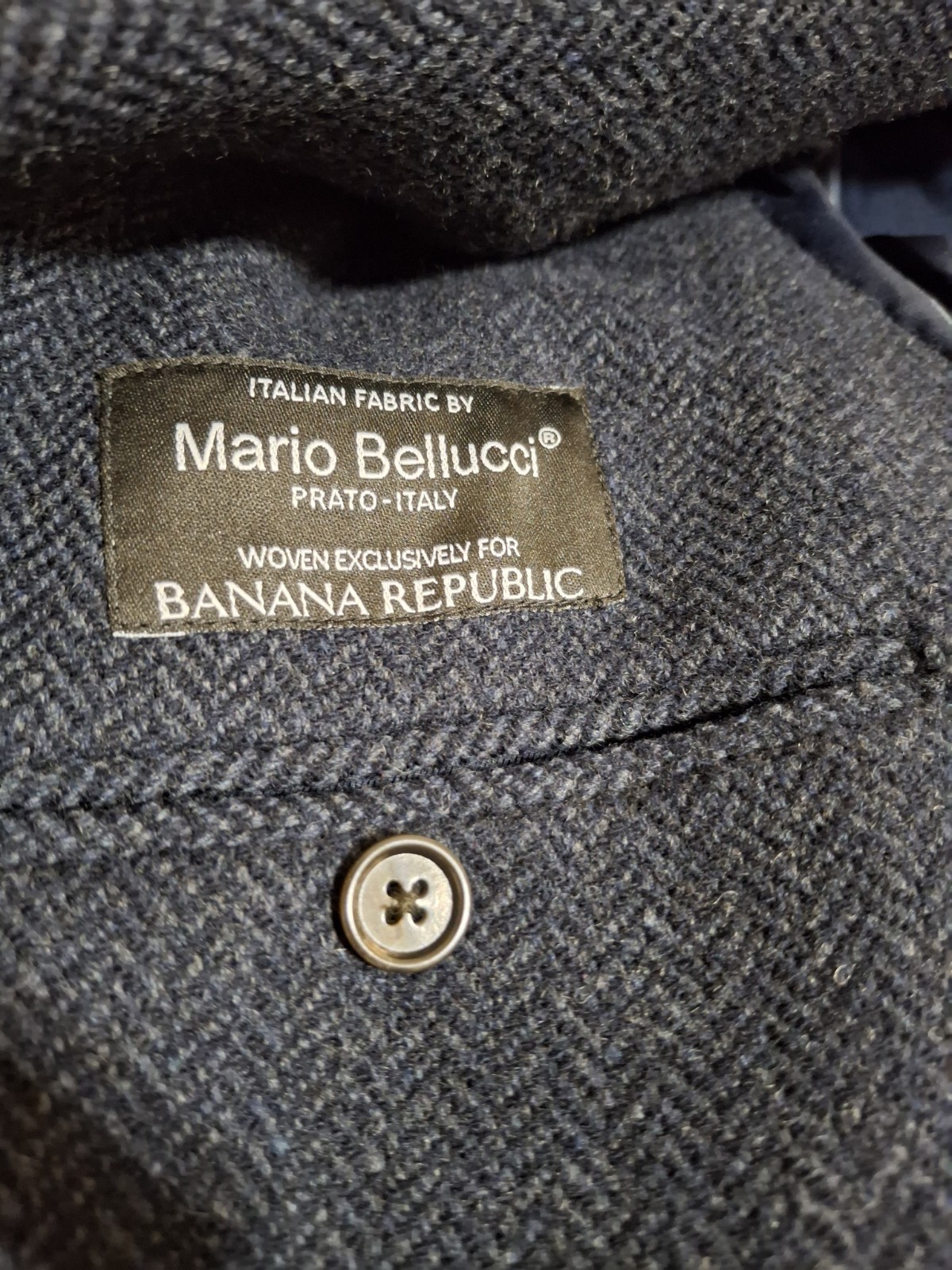 Banana Republic Mario Bellucci Italian Wool Blazer Sport Coat Navy 40L Slim