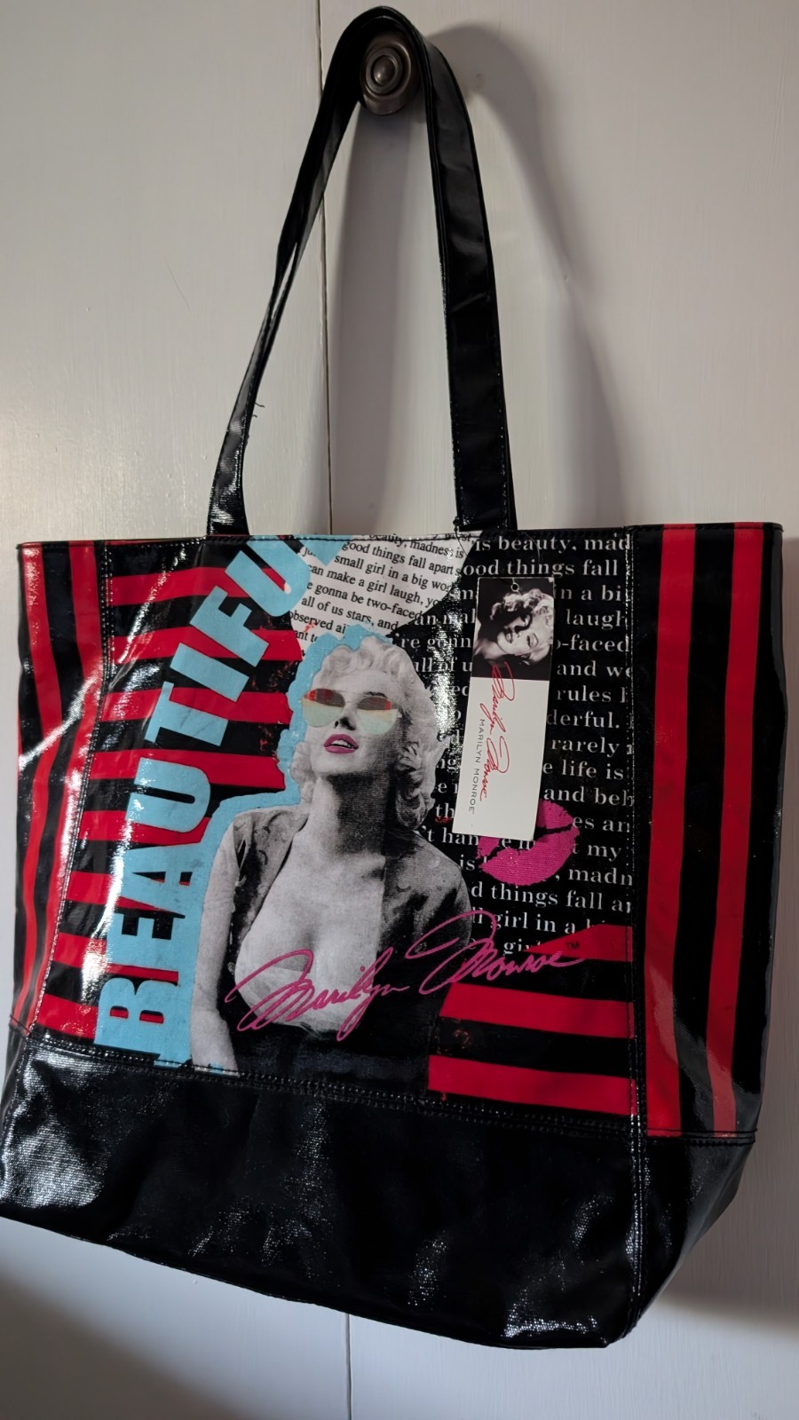 NWT Beautiful Black/Red/White/Blue Tote Bag by Estate Of Marilyn Monroe LLC 2013