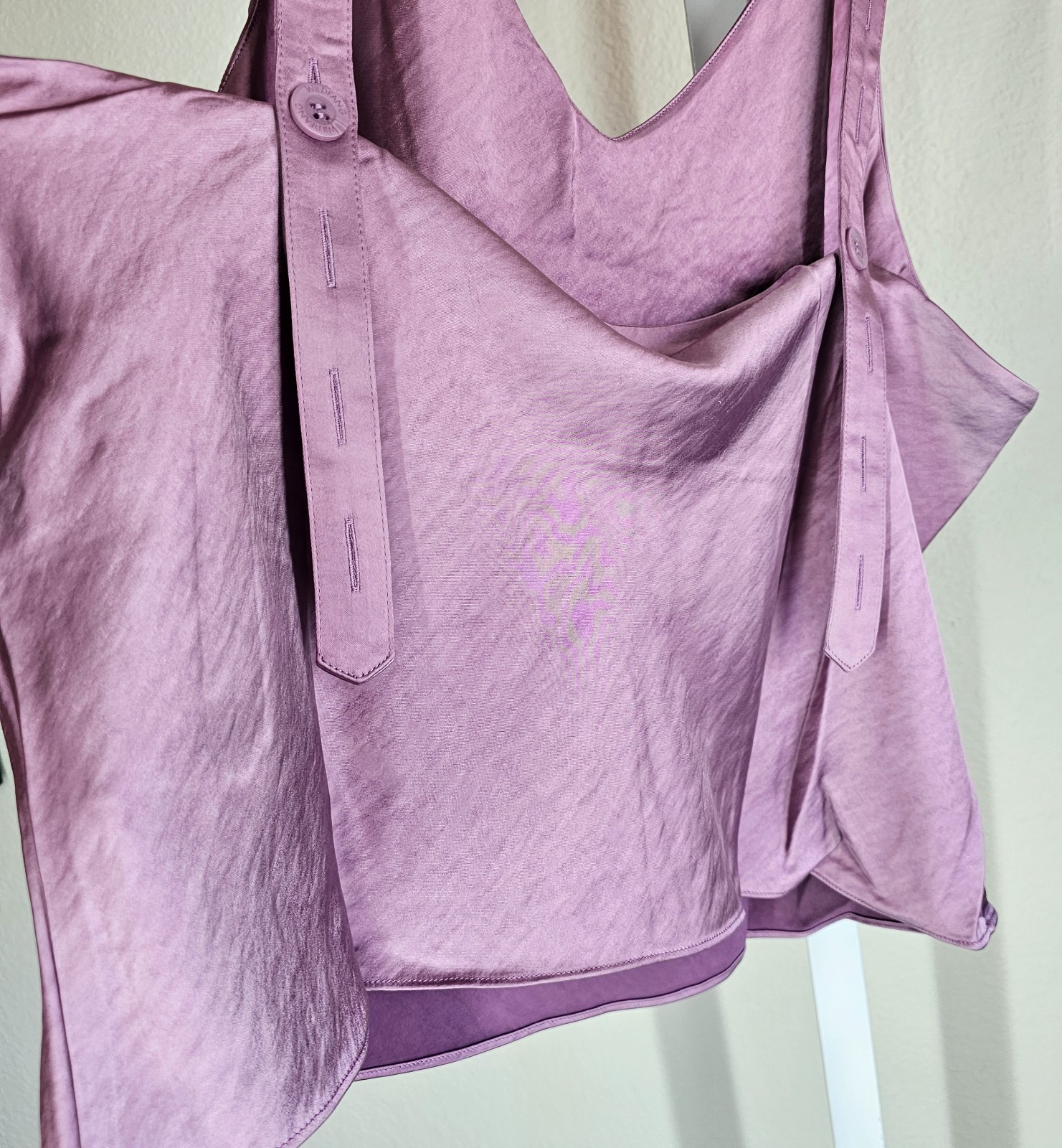 Wildfang The Empower Satin Cami Tank Medium W Tie Mauve Purple NEW