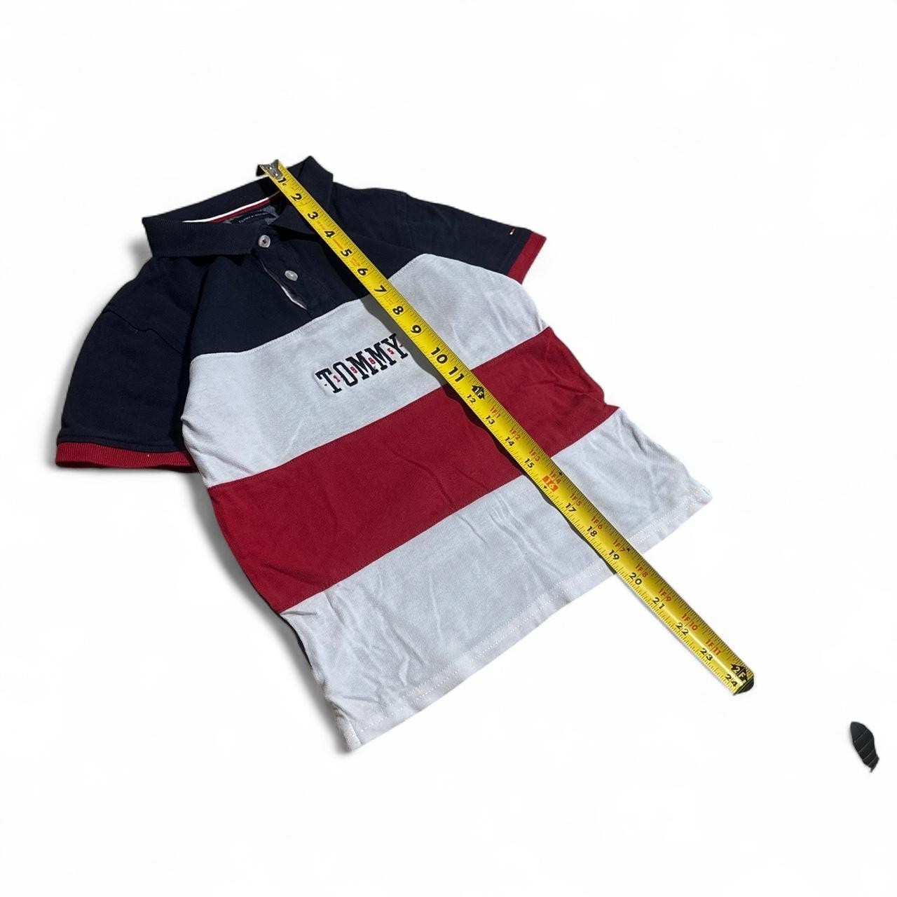 Tommy Hilfiger Colorblock Polo Navy Grey Red TOMMY Logo Size 7 #KidsPoloShirt
