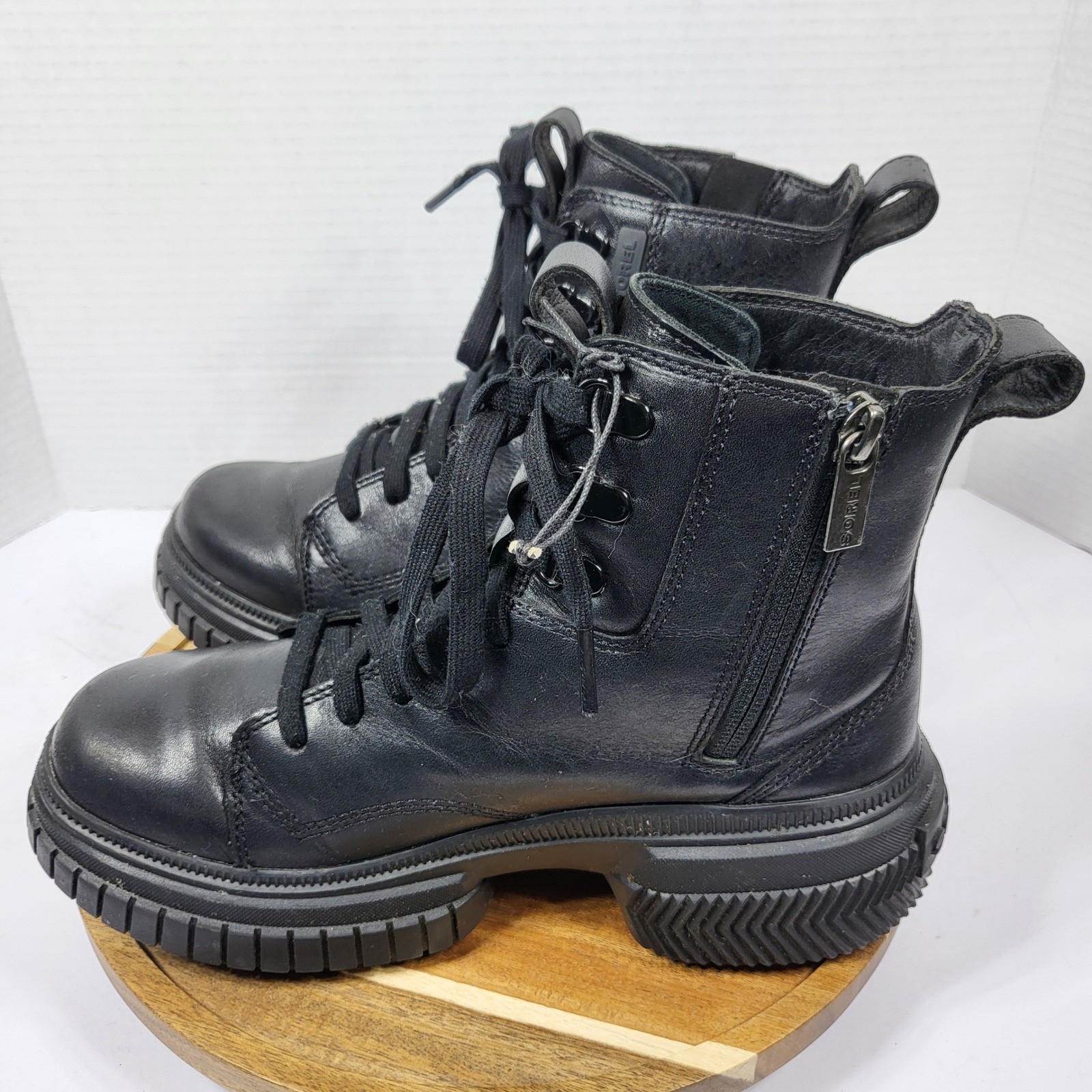 Sorel Brex Boot Lace Black Waterproof Leather Combat Boots NL5141-010 Womens 6.5