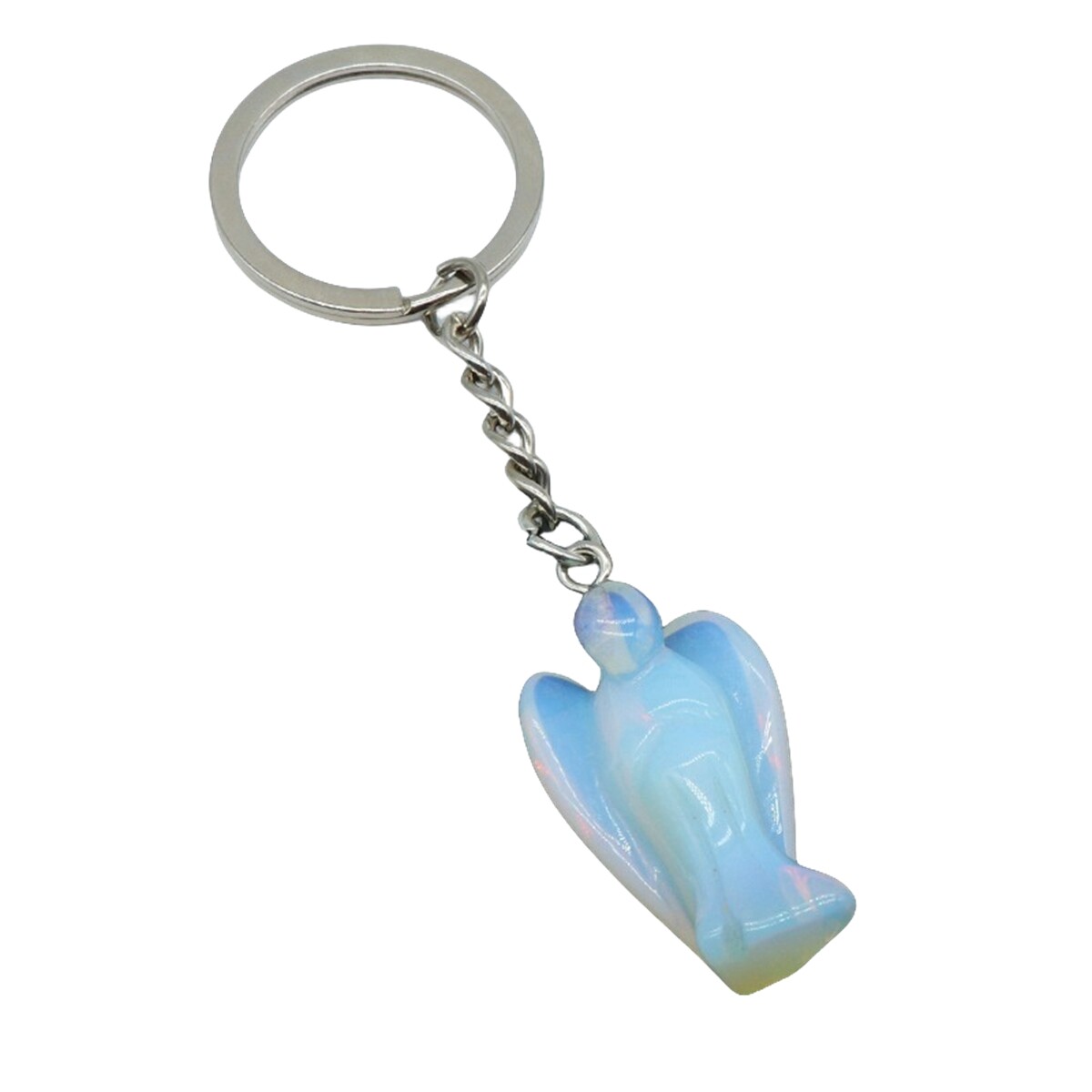 Natural Crystal Angel Keychain Healing Energy Pendant for Women Men