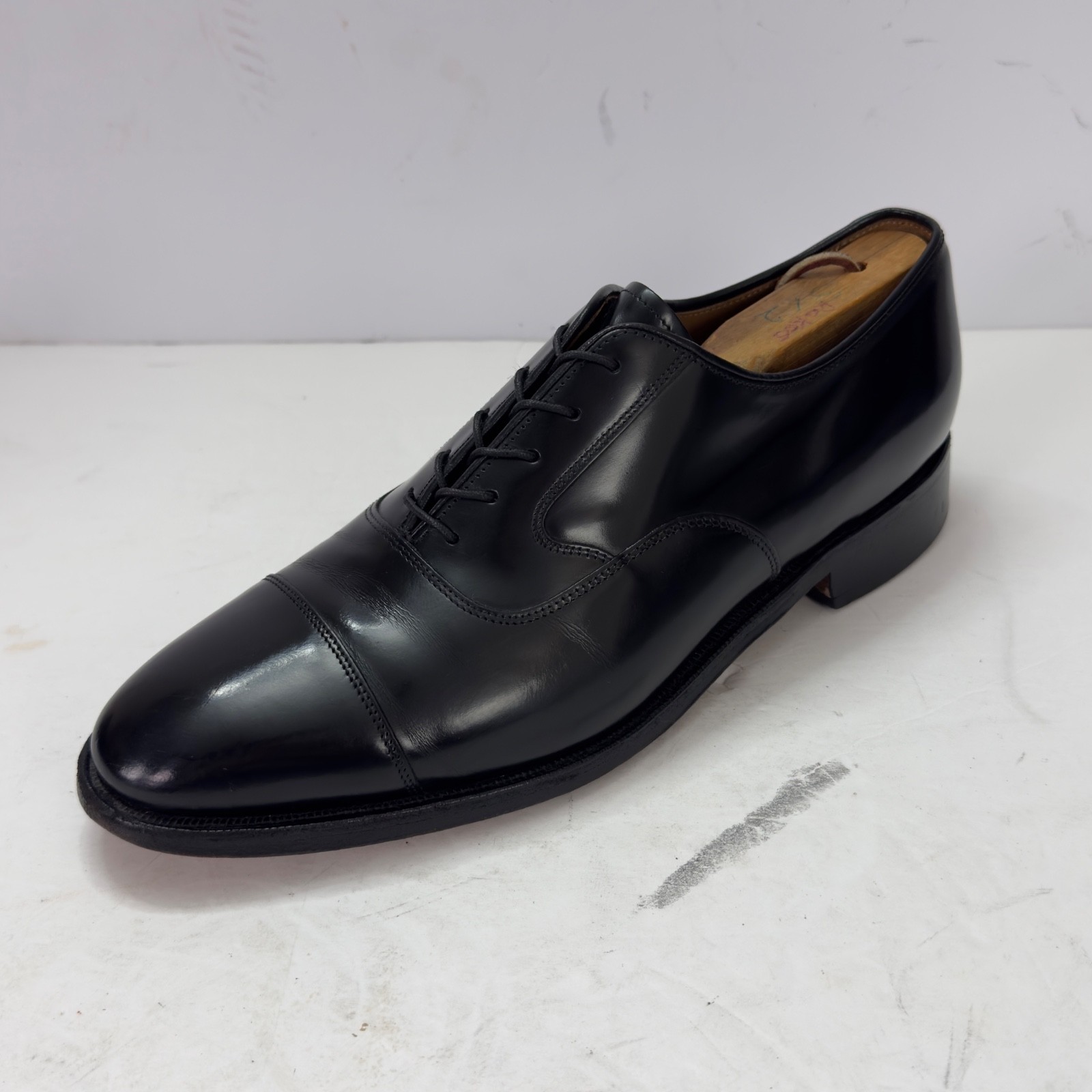 Johnston & Murphy Mens US 8.5 D Black Leather Cap Toe Oxford Dress Shoes 24-9311