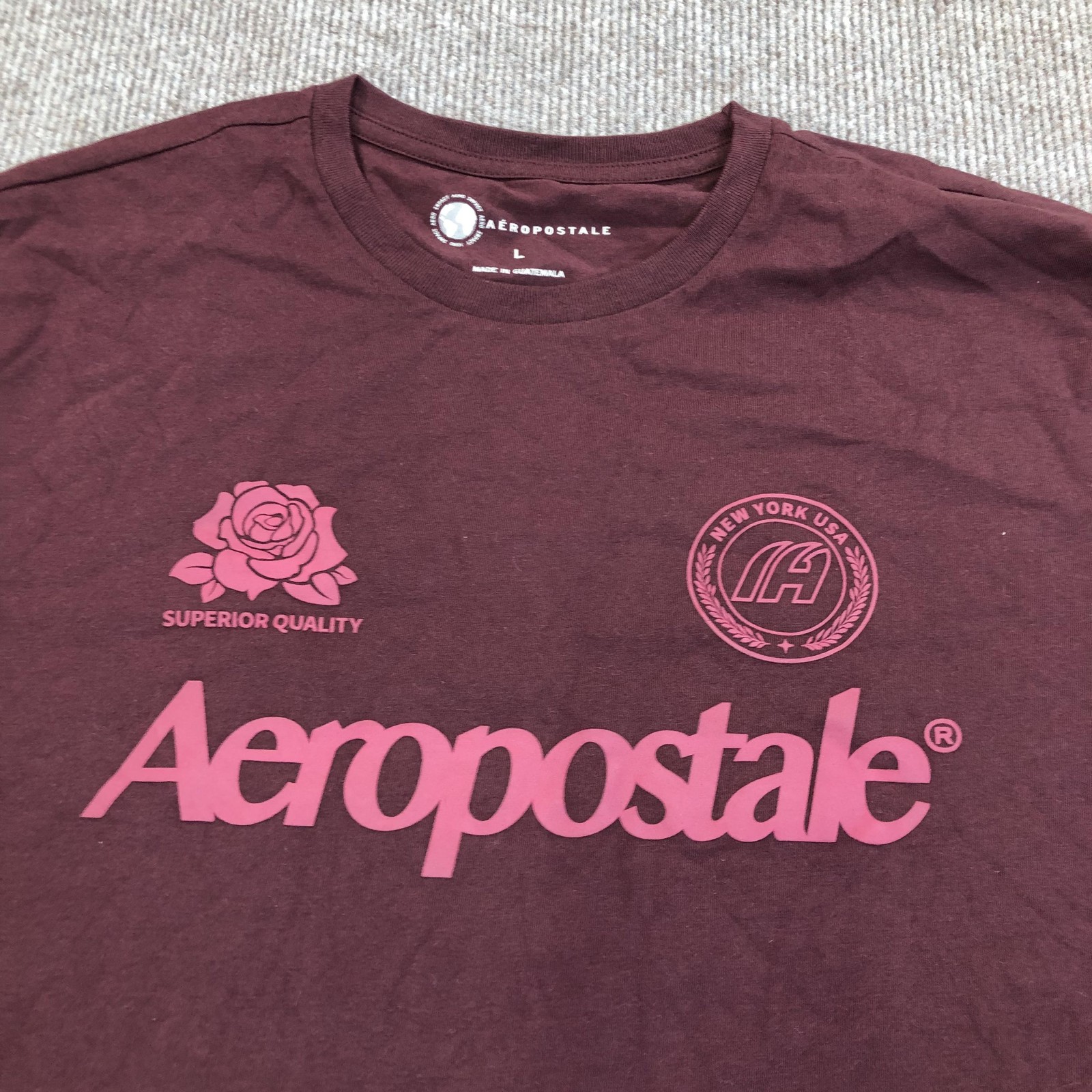 Aeropostale Shirt Mens Large Red Superior Quality New York Graphic Tee Tagless