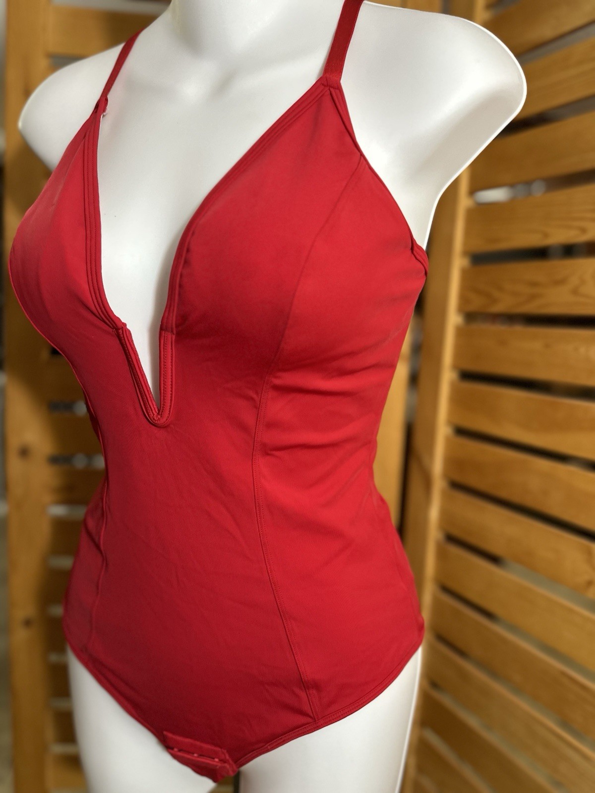 Shaper in Red Sexy Low Cut Shapewear Bodysuit Size Medium