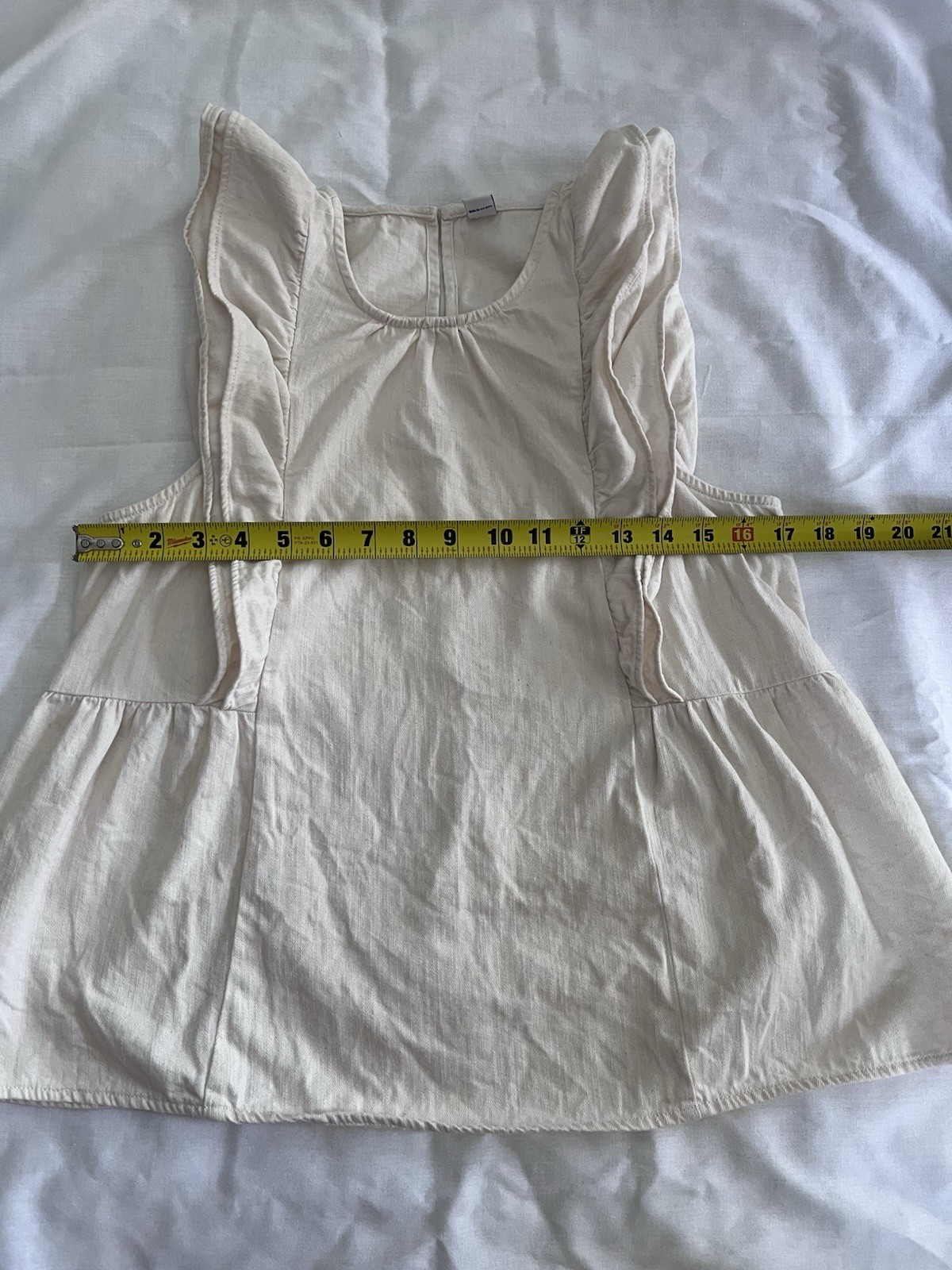 Old Navy Double Ruffle Flutter Sleeve Cream Cotton Top Size Medium Natural Fiber