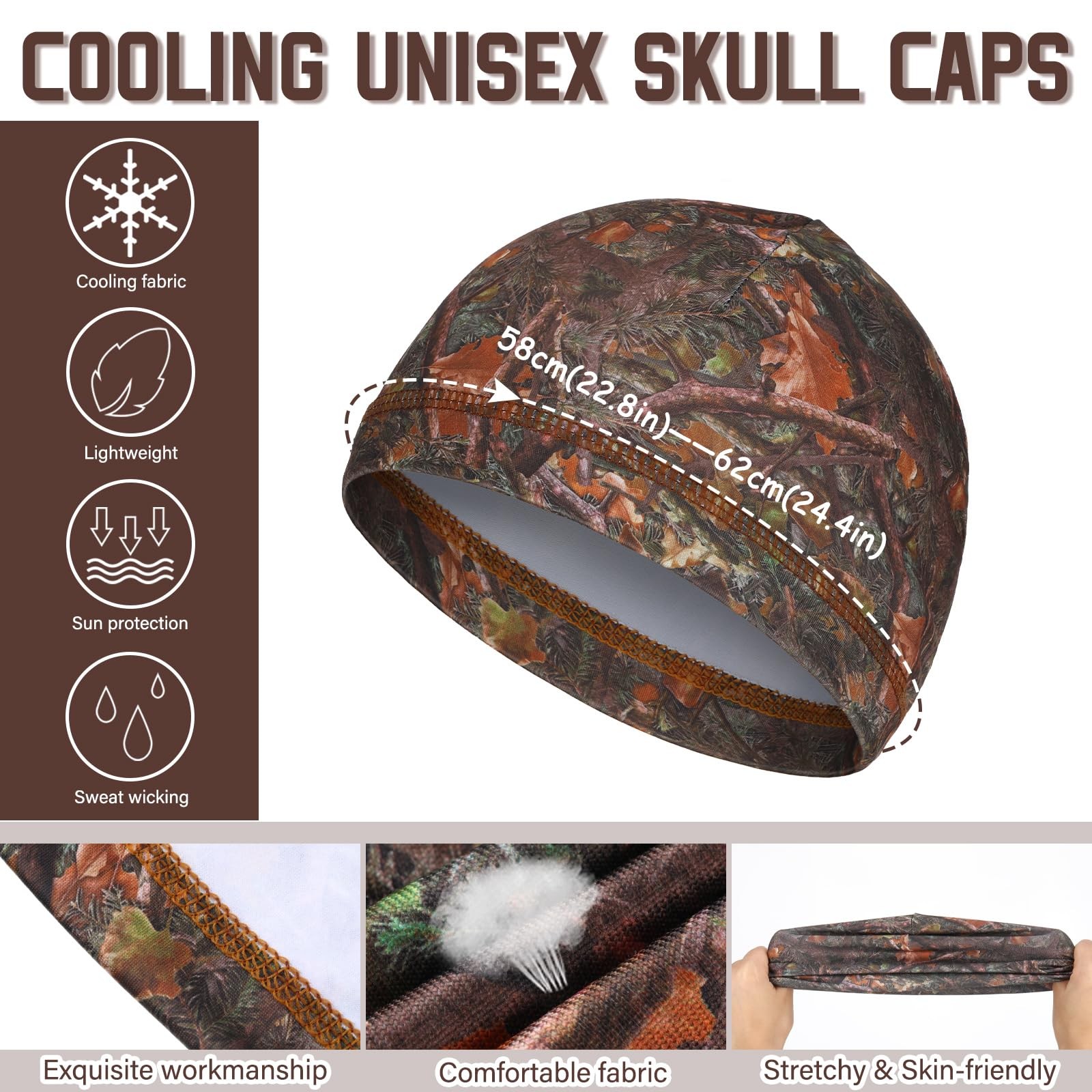6 Pcs Cooling Skull Cap Motorcycle Helmet Liner Men Women Sweat Wicking Beanie