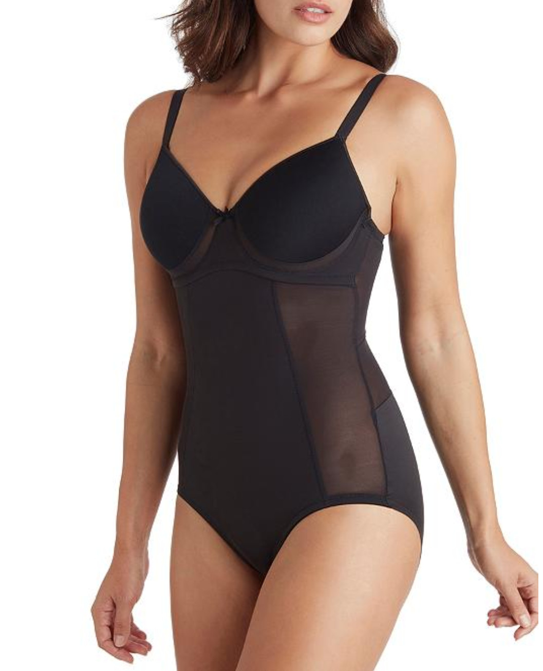 TC Fine Intimates Wonderful U Low Back Firm Control Bodysuit Black Size 34DD