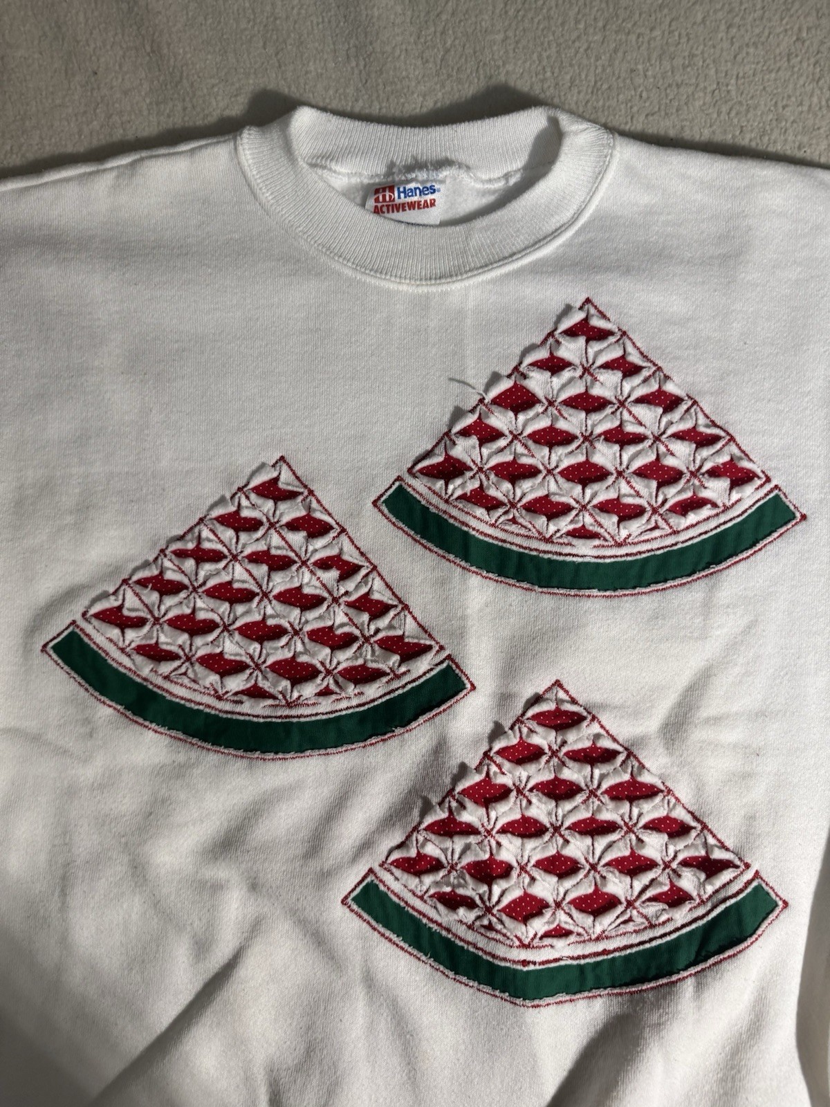 Vintage 90s Sweatshirt Watermelon Collage Sweatshirt Grunge Punk Ugly Old Lady L