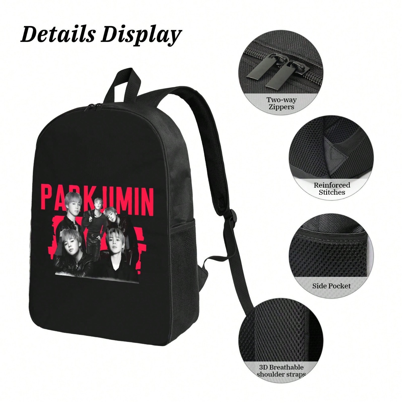 New Jimin Design KPop Backpack Large Capacity Travel Laptop Bag Free Shipping