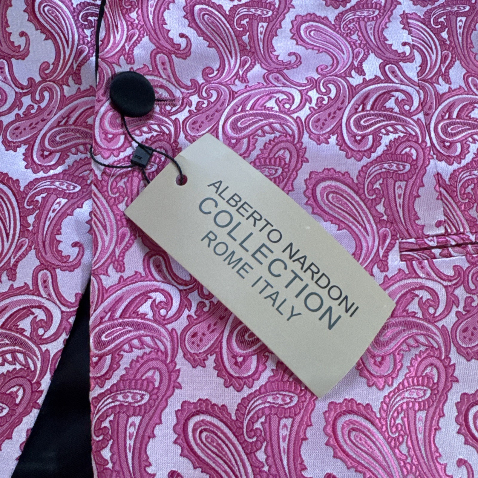 NEW Alberto Nardoni Pink Paisley Tuxedo Jacket Sz Prom Wedding Blazer NWT